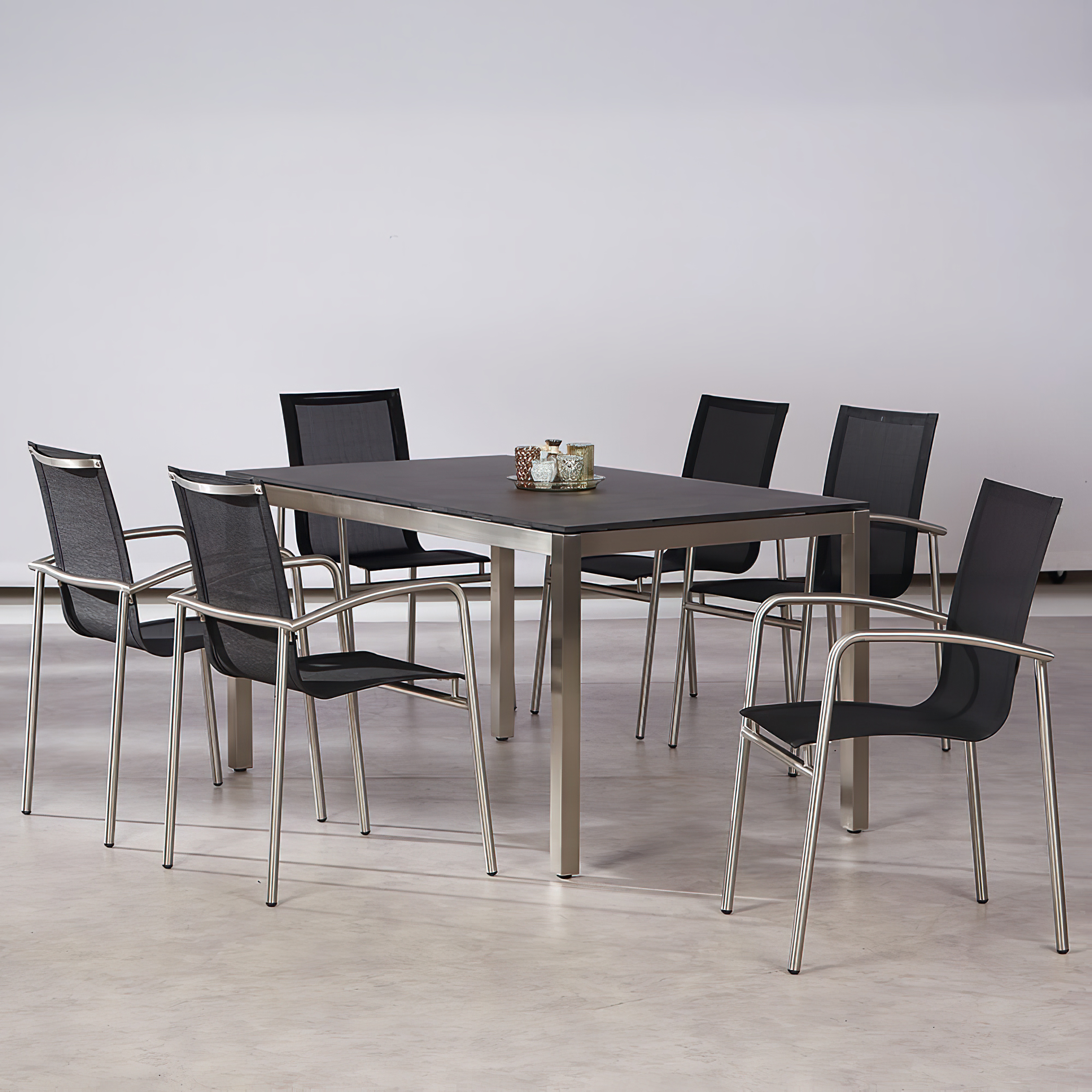 Modernes 6-Sitzer Möbelset aus Edelstahl - Möbelset Lucidum