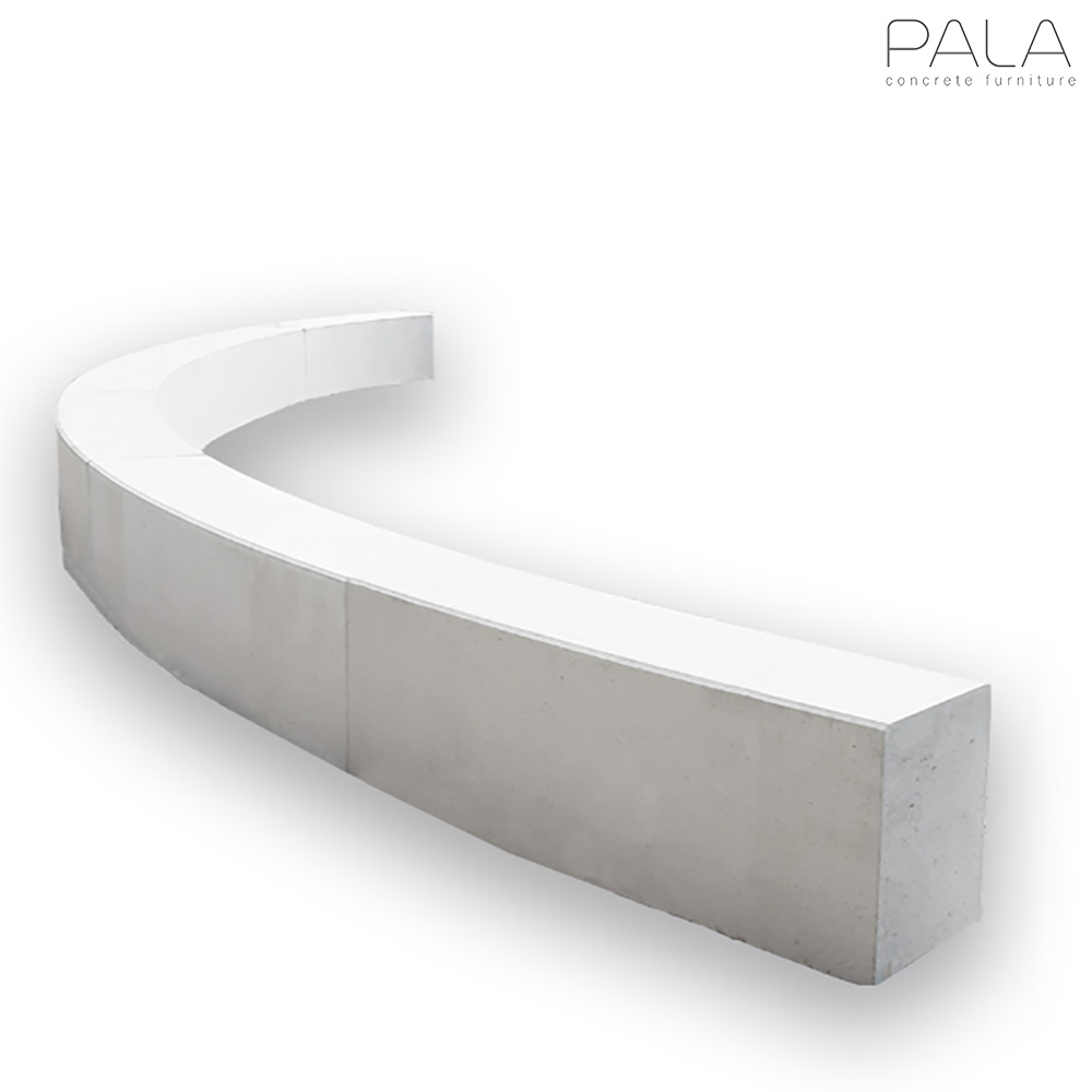 Banc de jardin incurvé blanc en béton, parfait pour meubles et décorations de jardin