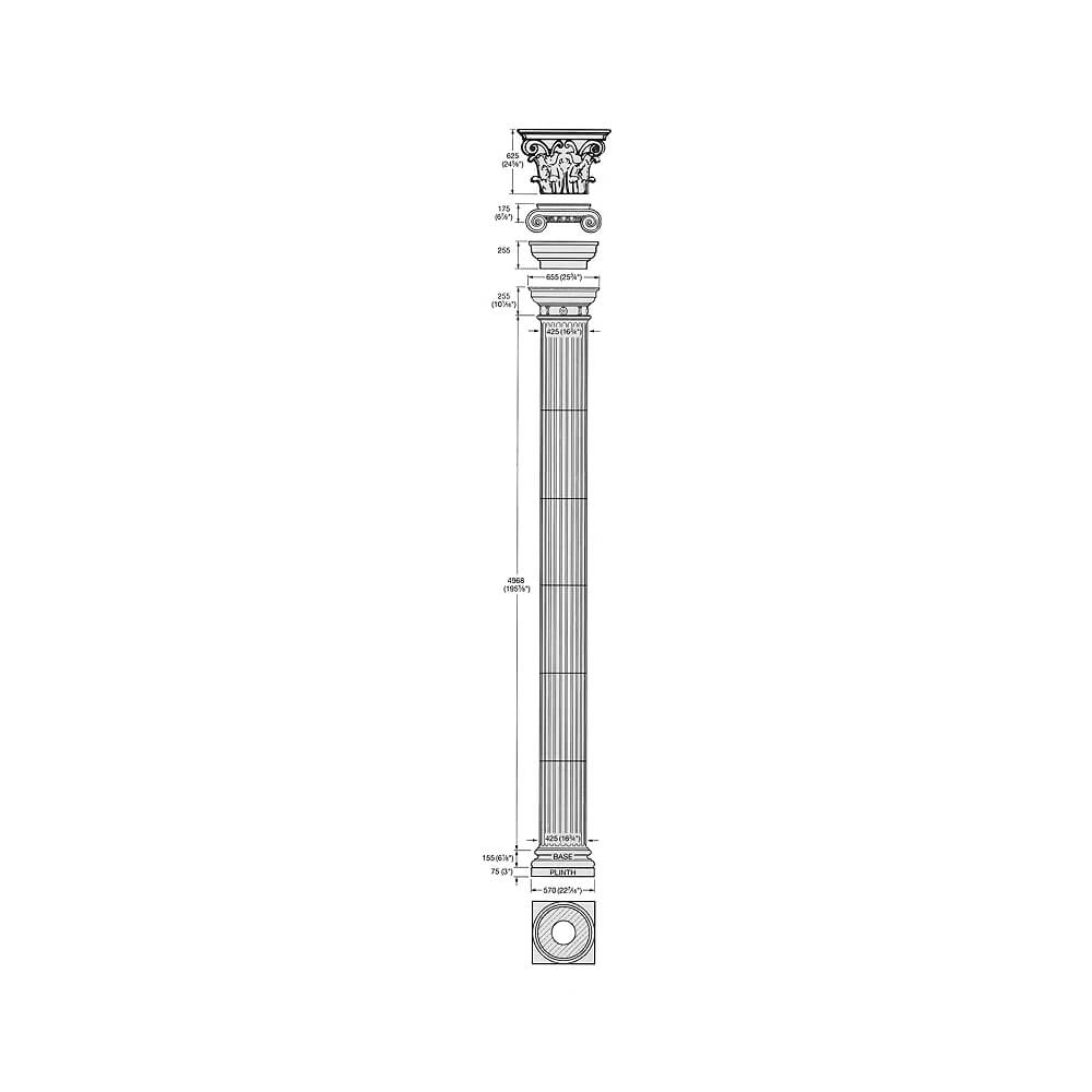 Colonne de jardin blanche dessinée avec chapiteau orné