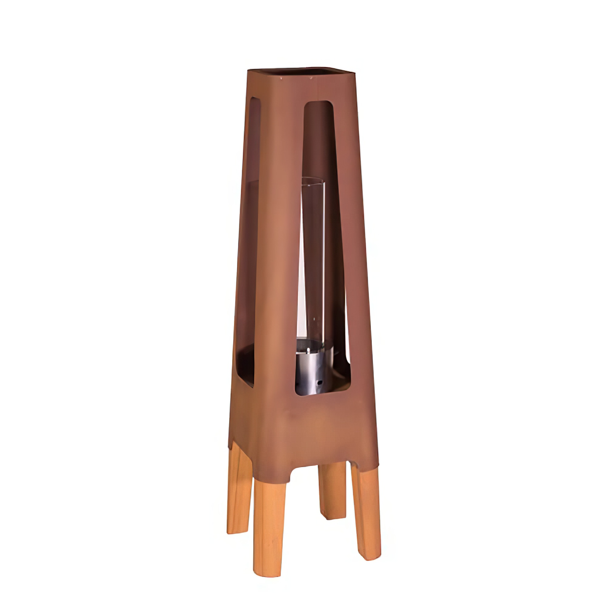 Moderne Stahl Gartenlampe von Masuria in rost mit Ethanol Licht - Nexo Lampe / ohne Schutzhülle