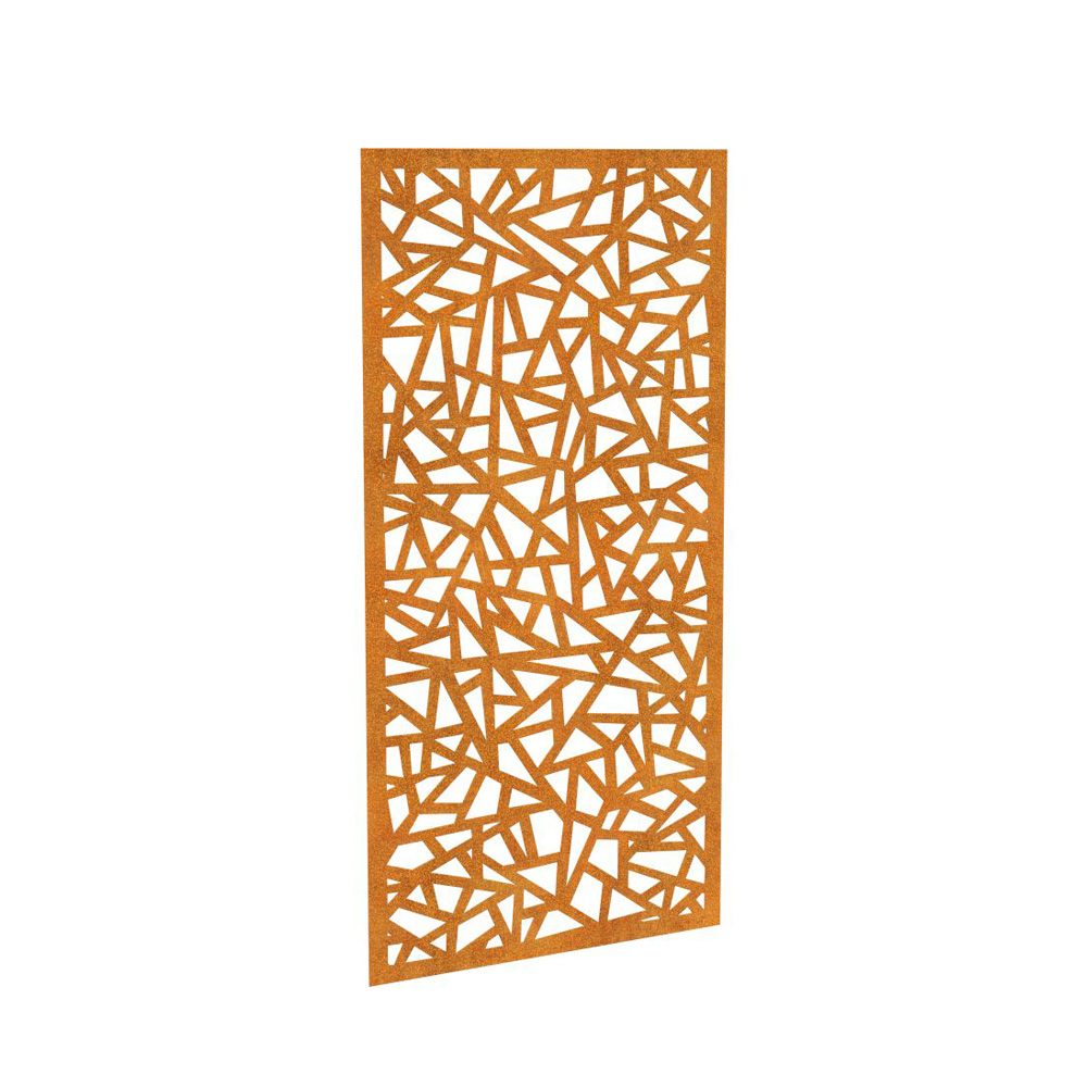 Design Sichtschutz aus Cortenstahl geometrisches Paneel für Außenbereiche