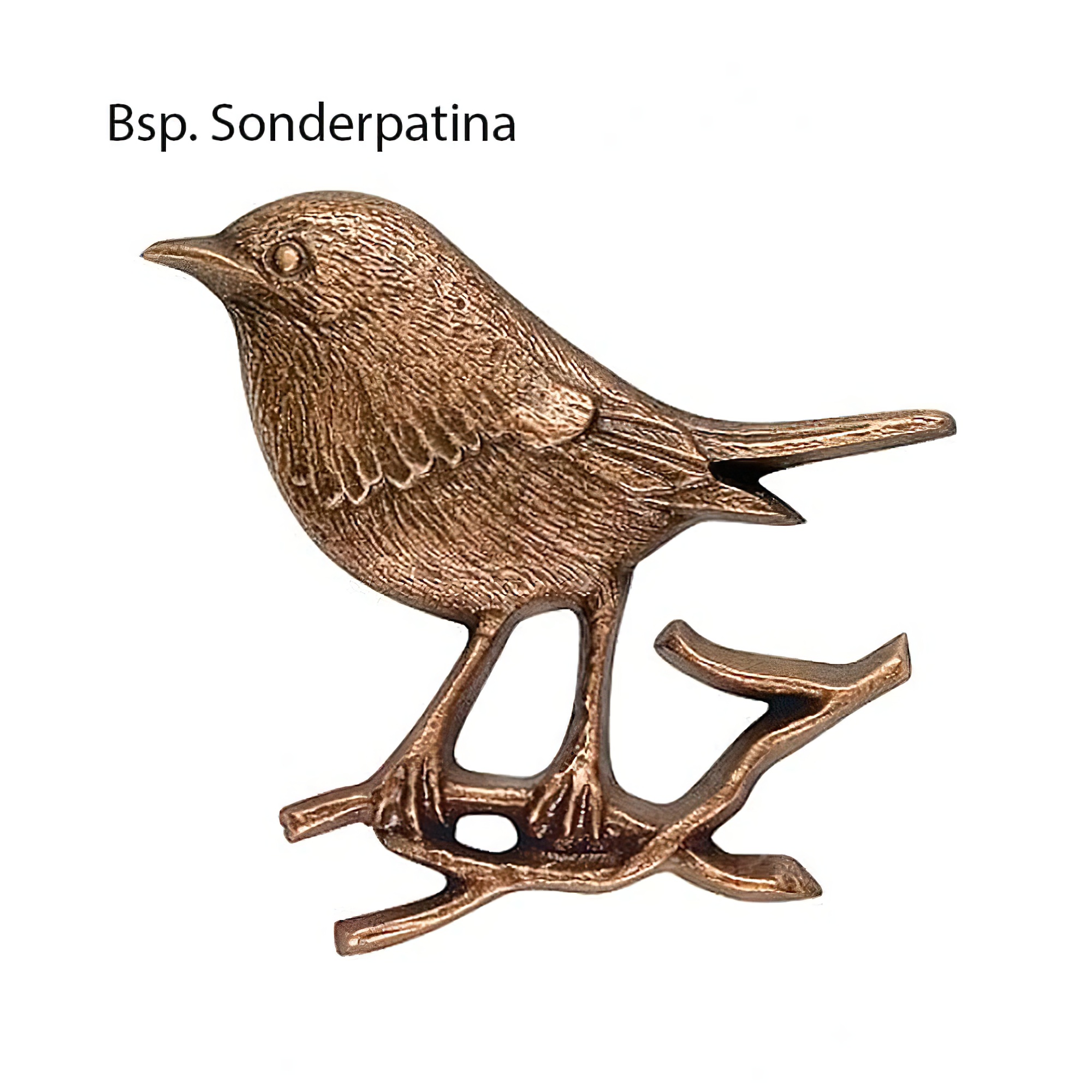 Figura in bronzo di un piccolo uccello, perfetta per la decorazione da giardino