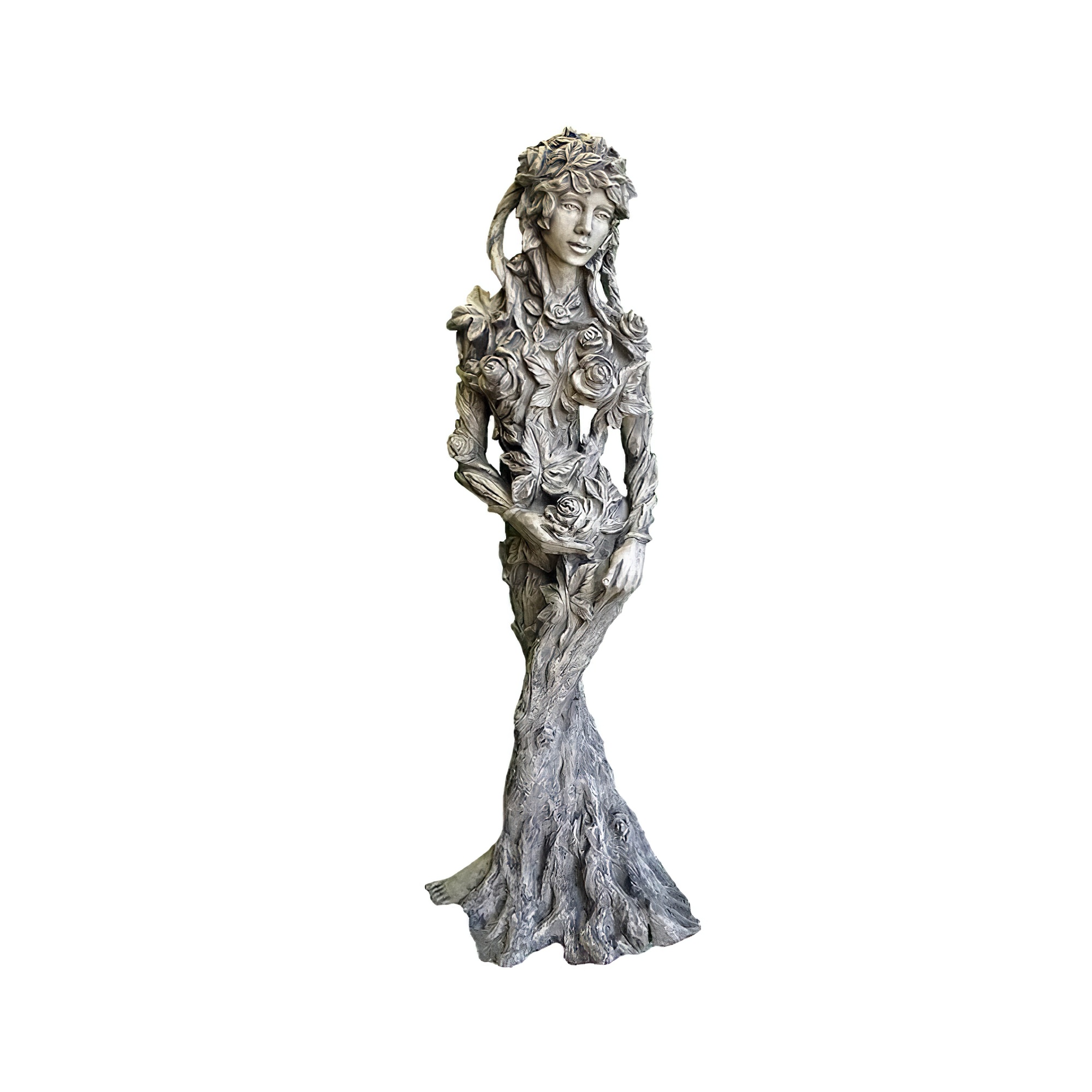Florale Frauenskulptur als Königin der Natur - Ada / Antikgrau