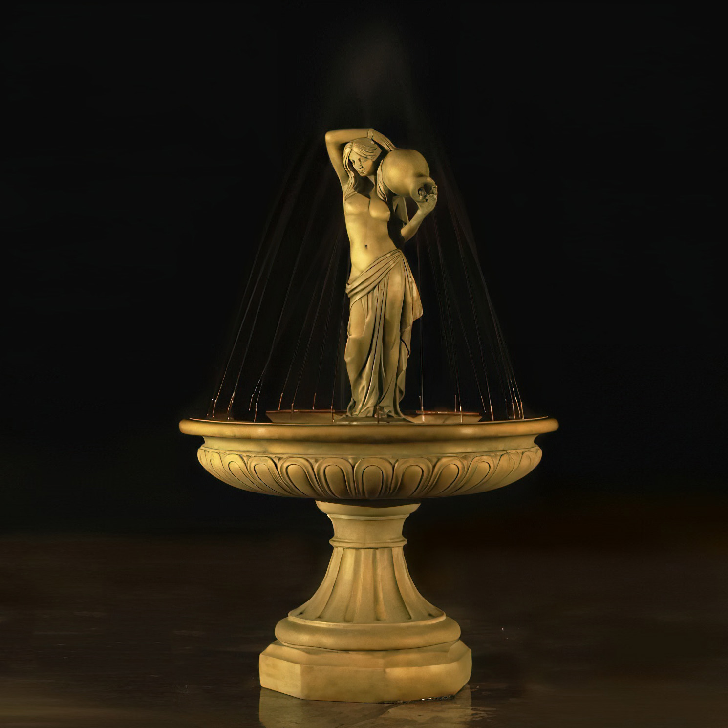 Stilvoller Garten Springbrunnen mit Frauen Aktfigur inklusive Pumpe - Gloria / Calabria