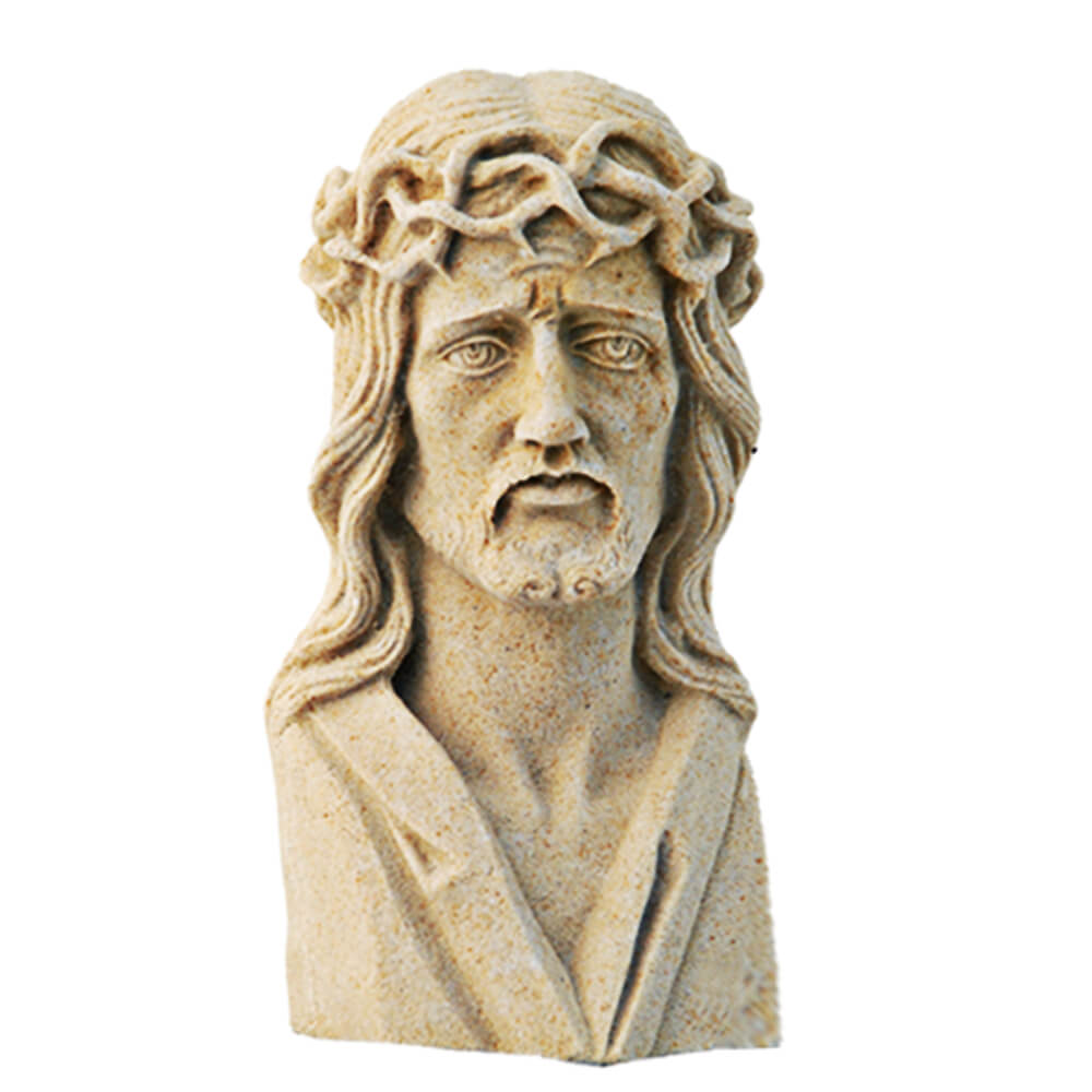 Steinfigur mit Jesus Christus Kopf für exklusive Gartendeko