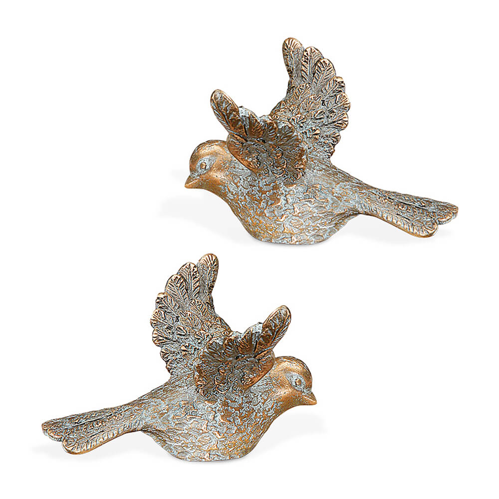 2er Set aus Bronze Vogelfiguren - Gartendeko - Vögel Milo / Bronze braun