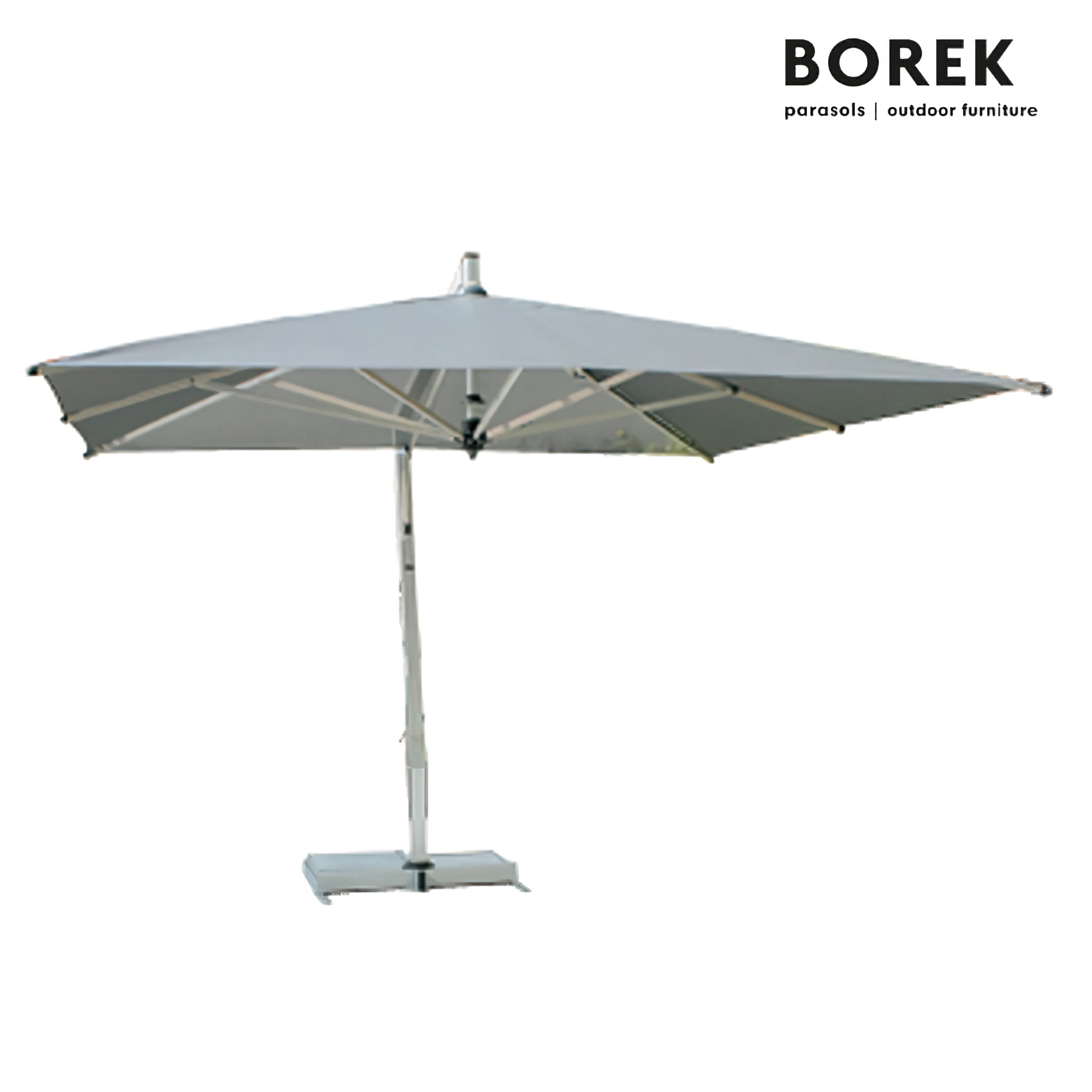 Ampelschirm drehbar von Borek - Aluminium Rahmen - mit Kurbel-System - modern - Capri Sonnenschirm silver / Schwarz / 400cm