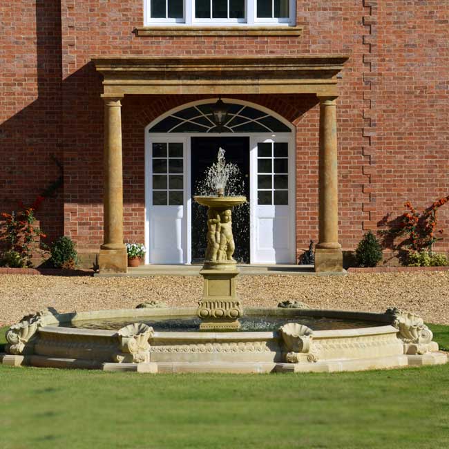 Garten Brunnen Einfassung Sandstein groß - Fontana Vaso / Sand / 420cm (Außendurchmesser)