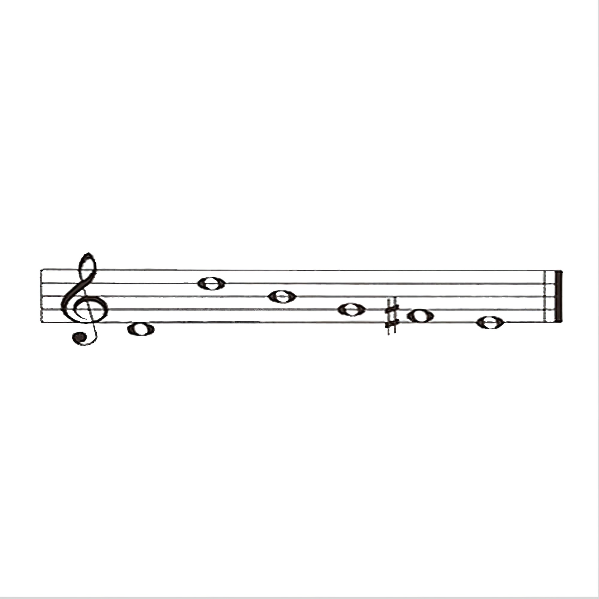 Notes de musique sur une portée à cinq lignes
