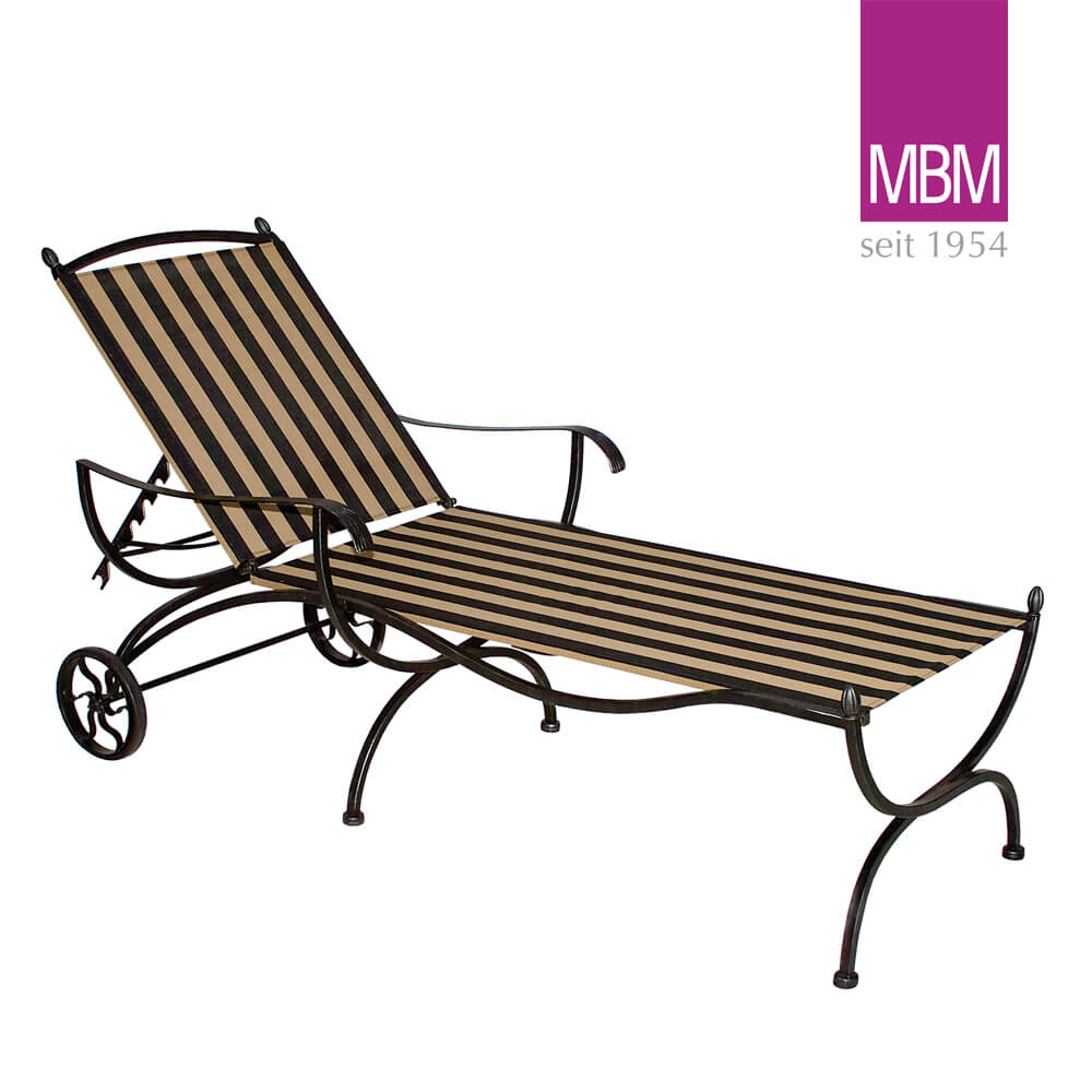Gartenliege mit Rollen - MBM - Metall/Eisen & Outdoorgewebe - Liege Medici / ohne Sitzkissen