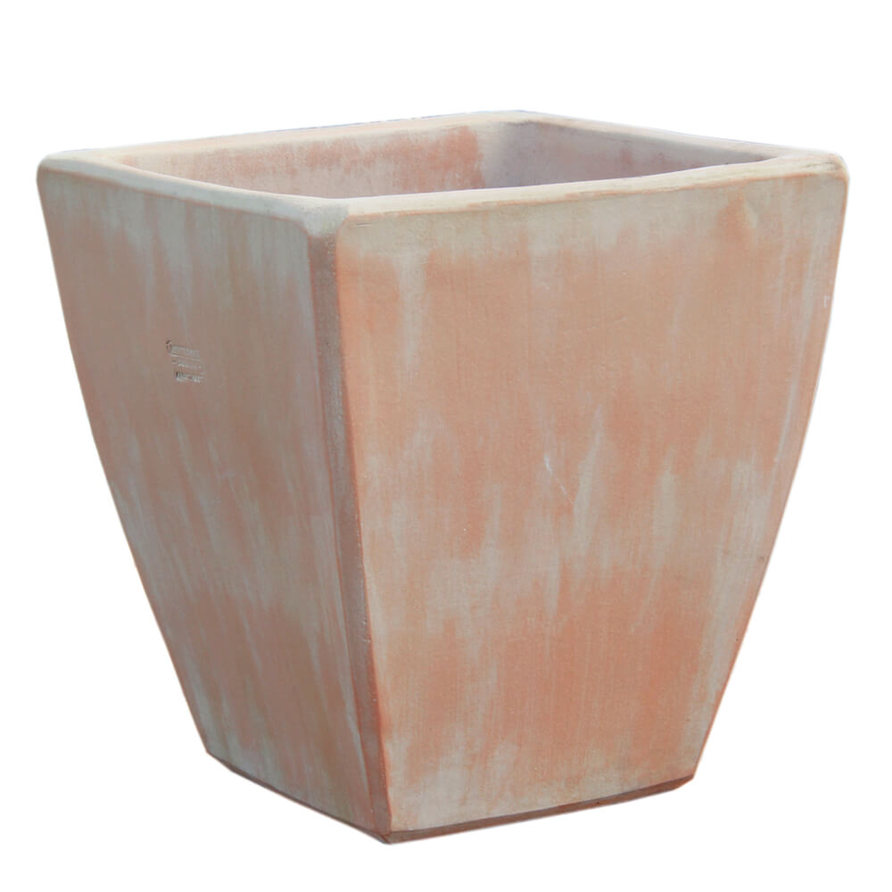 Blumenkübel eckig - Steinzeug frostsicher - Terrakotta modern - Klythia Terra hell / 48x45x45cm (HxBxT)