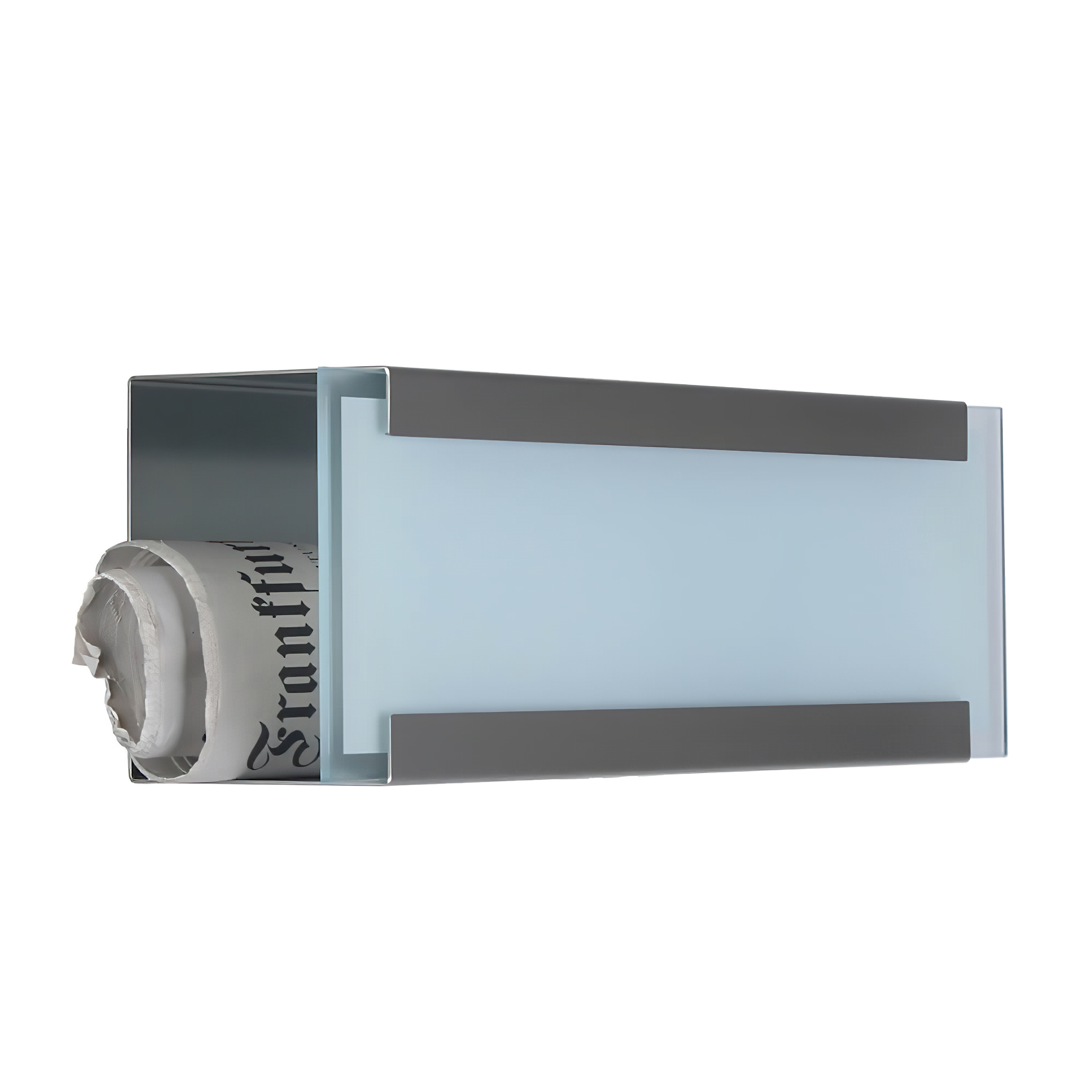 Moderne Edelstahl Zeitungsrolle eckig mit weißem Glas - Thanatos