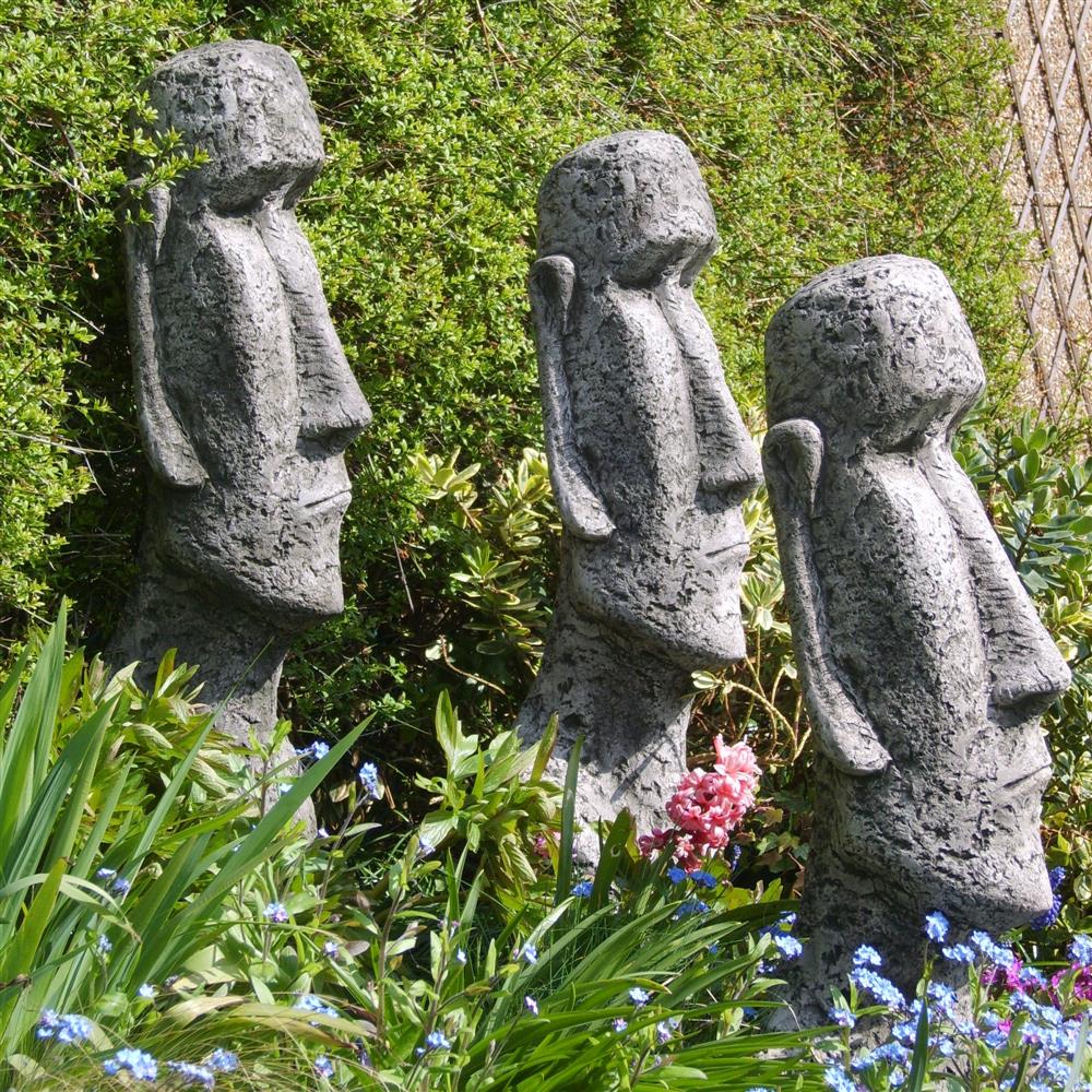 Osterinsel Moai Kopf aus Stein für den Garten - Moai Head