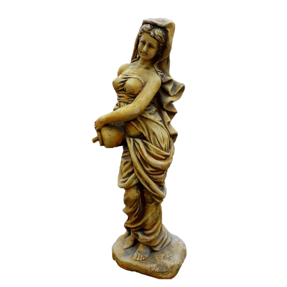 Griechische Steinguss Frauenskulptur mit Krug als Wasserspeier - Lisia / Etna