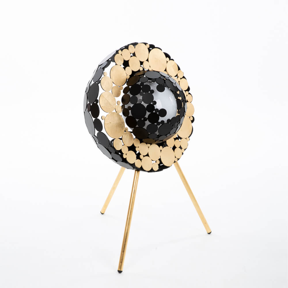 Individuell vom Künstler gefertigte Lampe mit Goldeffekt - Celia / 46cm / ein Fuß / Rot