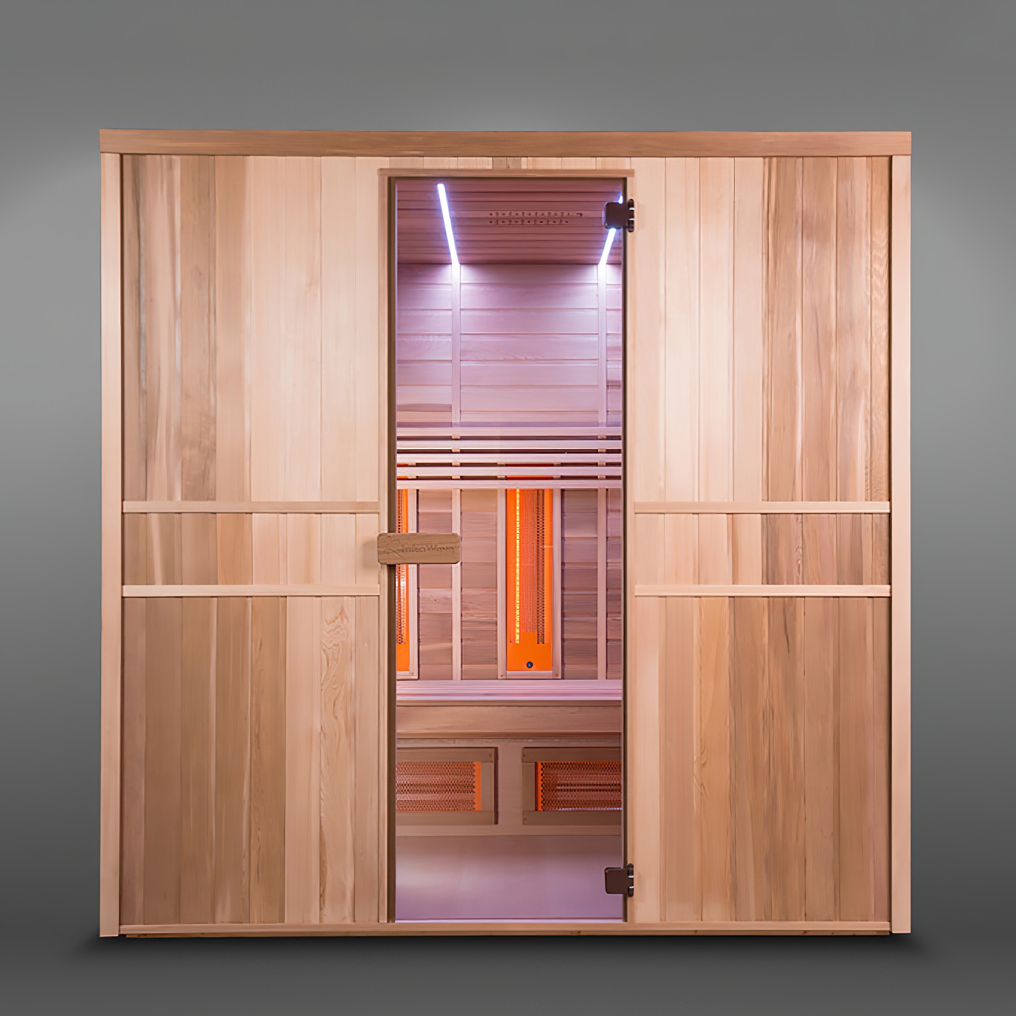 Indoor Sauna & Infrarot Kombination aus Holz für zu Hause - vollausgestattet - Amneria / mit Glastür