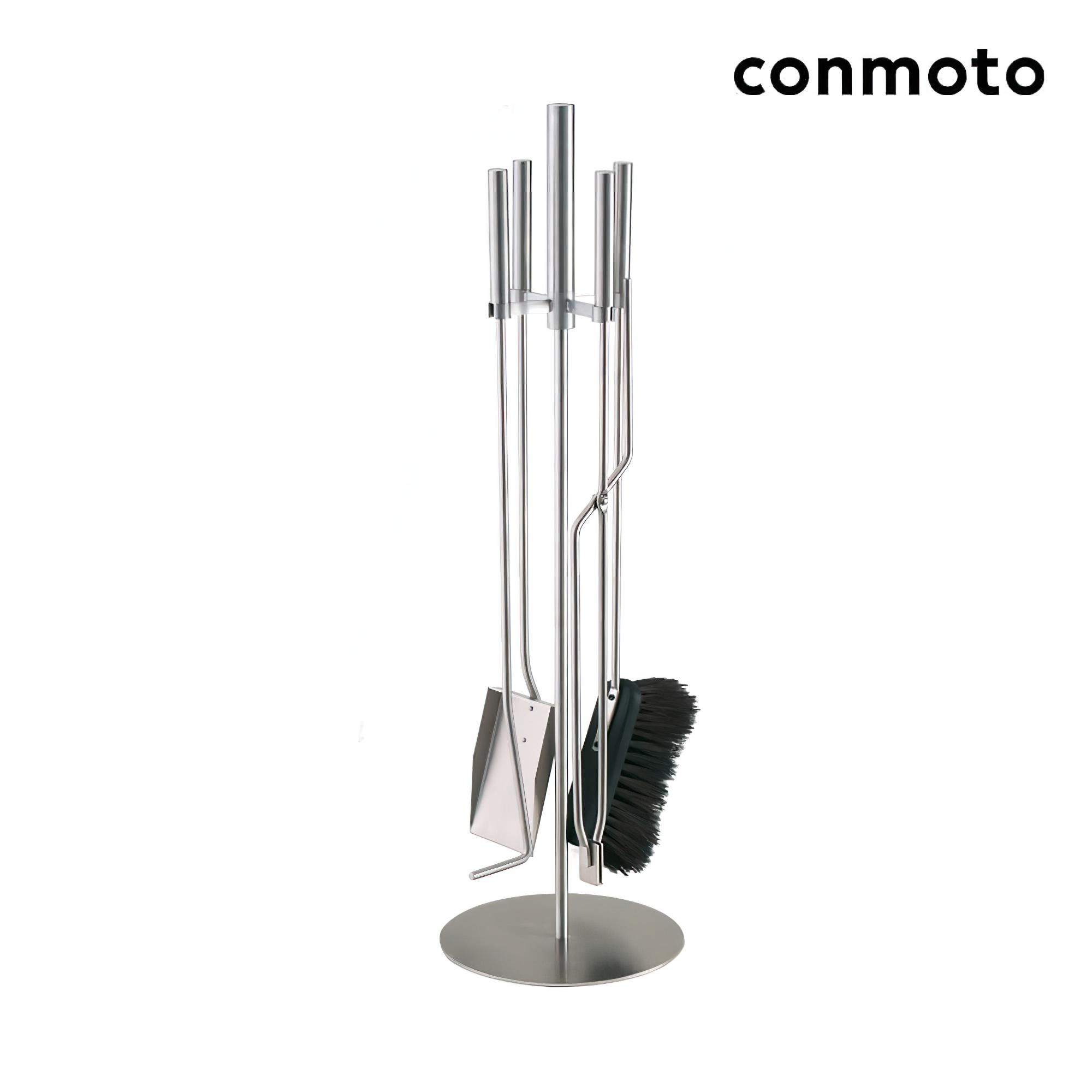 Kamin Standbesteck mit rundem Ständer - grau - Sino Kaminbesteck