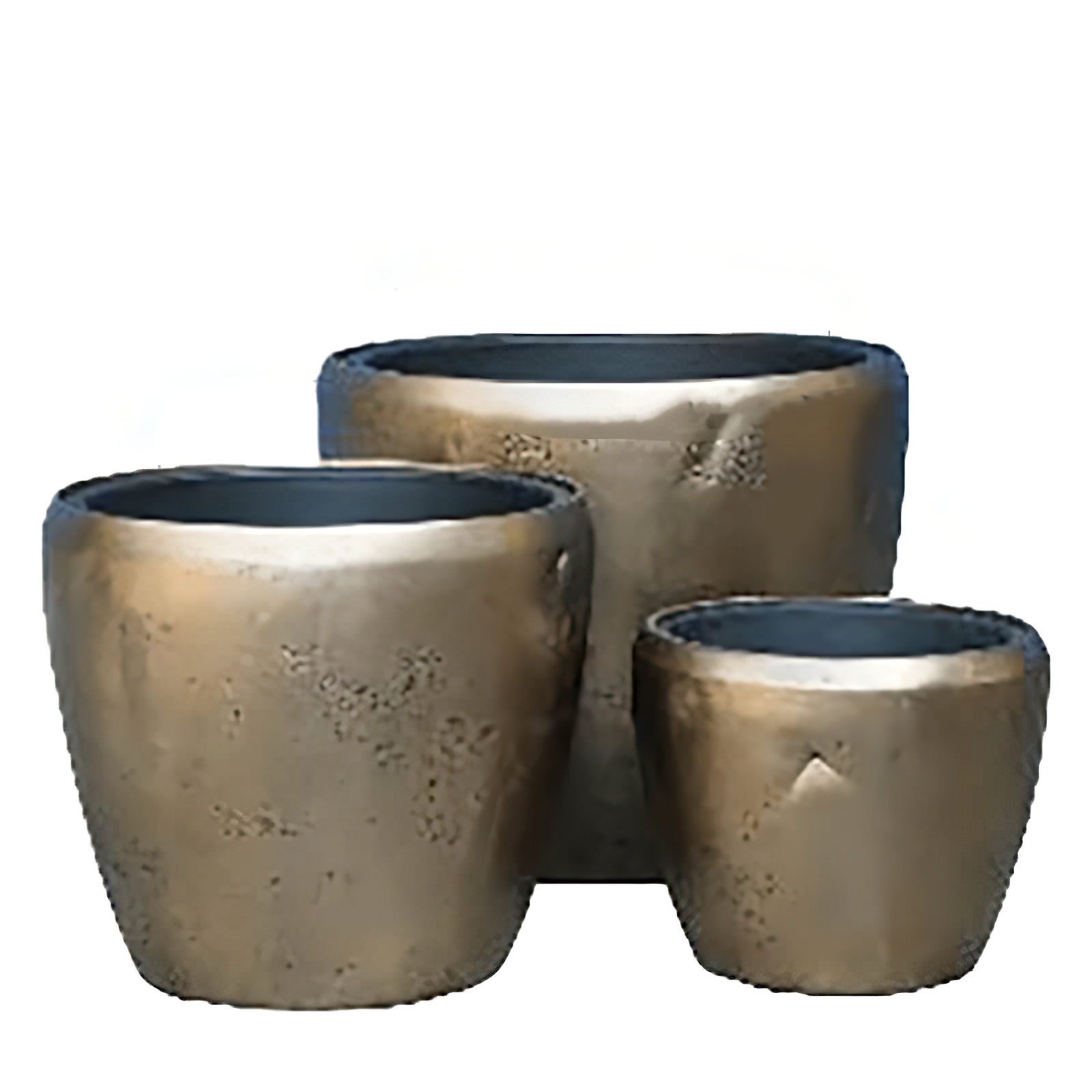 3er Set runde Pflanzkübel - Indoor - Bronze - Mit Einsatz - Tesfay / ohne Wasserstandsanzeiger