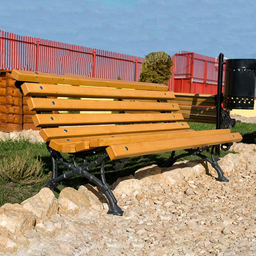 Klassische Parkbank aus Gusseisen und Holz zur Stadtgestaltung - Meyla