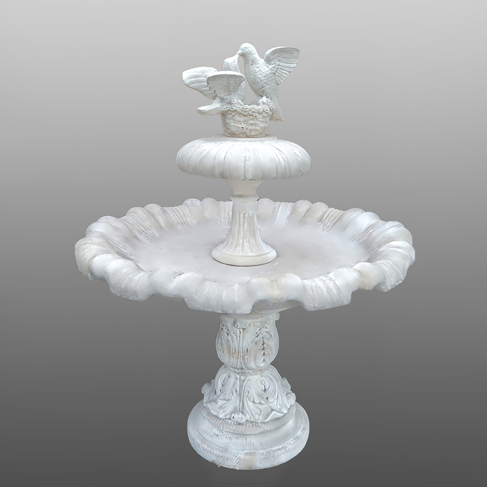 Garten Fontäne mit Tauben aus Steinguss inklusive Pumpe - Ucella / Antikia