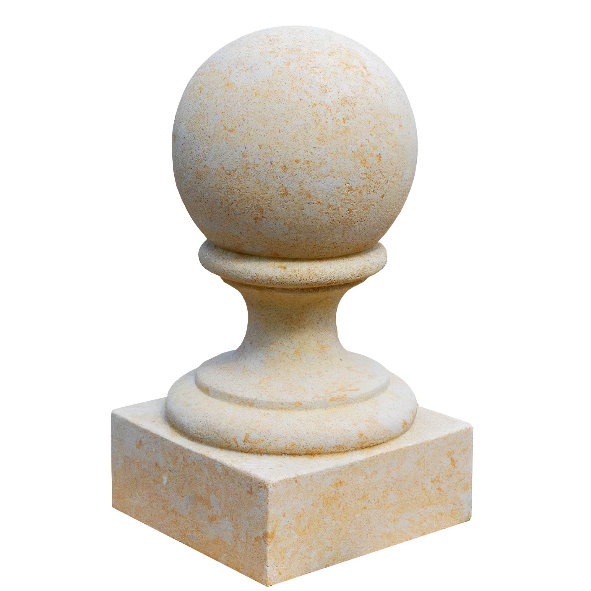 Mauer Pfeiler Abdeckplatte mit Kugel - Austium / Portland weiß