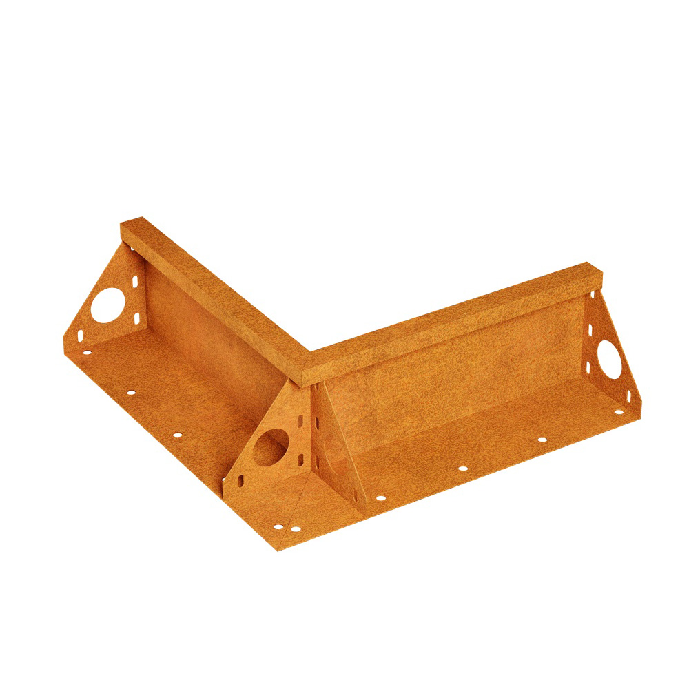 Eckverbindung für Garteneinfassungen aus Cortenstahl