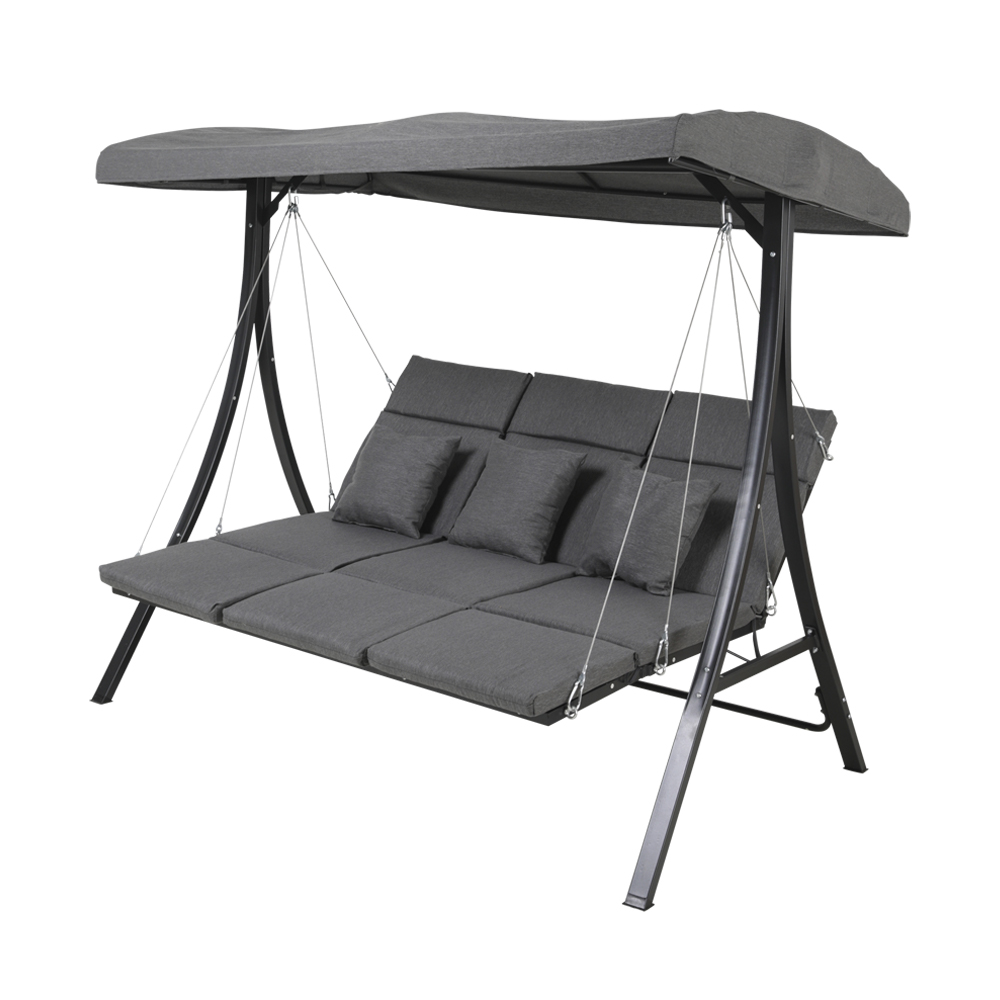 Große Liege-Hollywoodschaukel für 3 Personen mit Olefin-Dach - Elenore