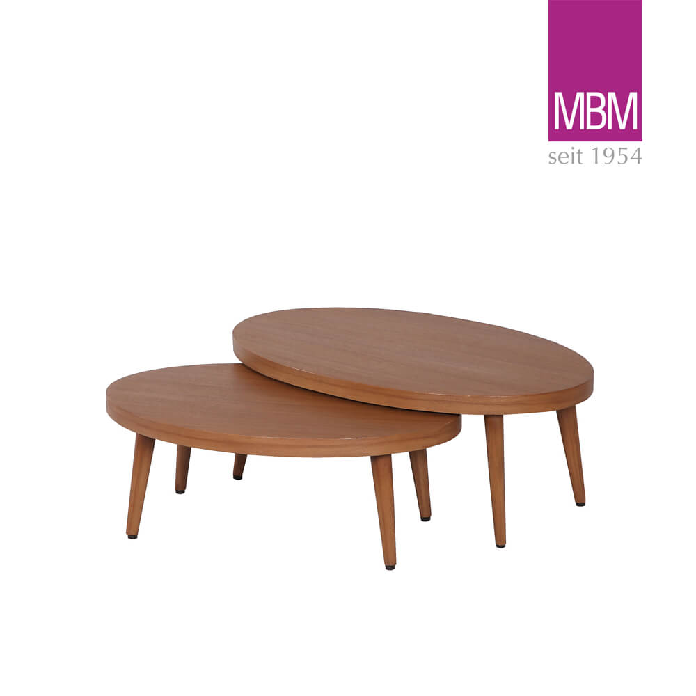 2 Beistelltische für Garten & Balkon - MBM - Aluminium & Resysta - braun - 80x50 & 70x46 - Loungetisch Iconic 2er Set