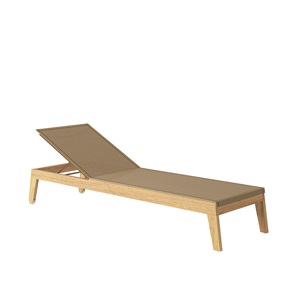 Bequeme Outdoor Sonnenliege aus Teak mit Rädern - Ethan Sonnenliege / Schwarz