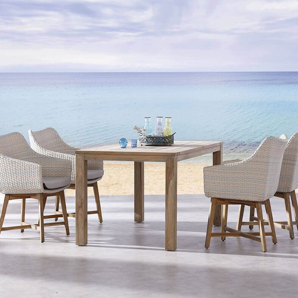 Schöne 4er Sitzgruppe aus Holz in Rattan-Optik - Sitzgruppe Vimen