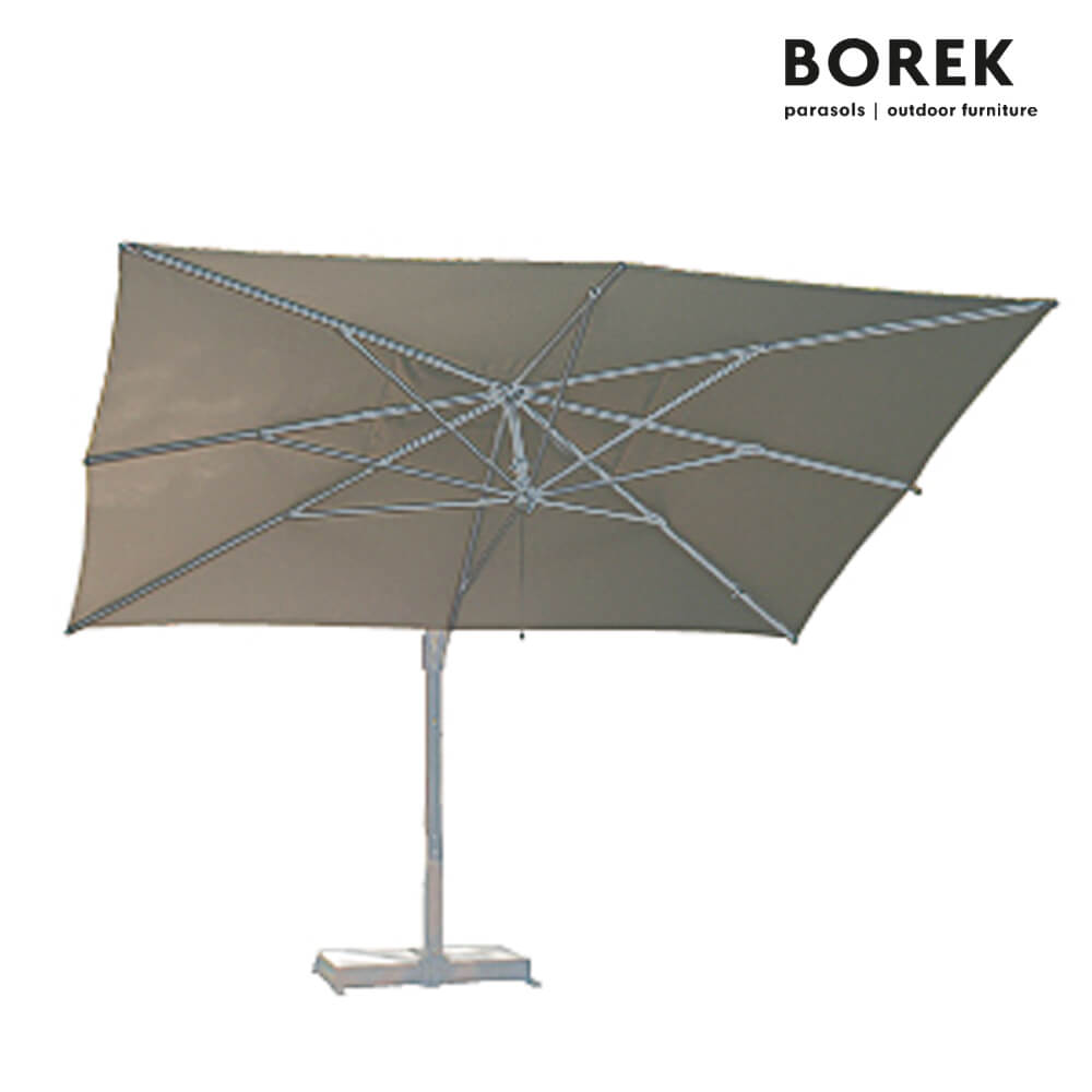 Moderner Ampelschirm von Borek - Kurbel-System - quadratisch - Rodi Sonnenschirm silver / Schwarz
