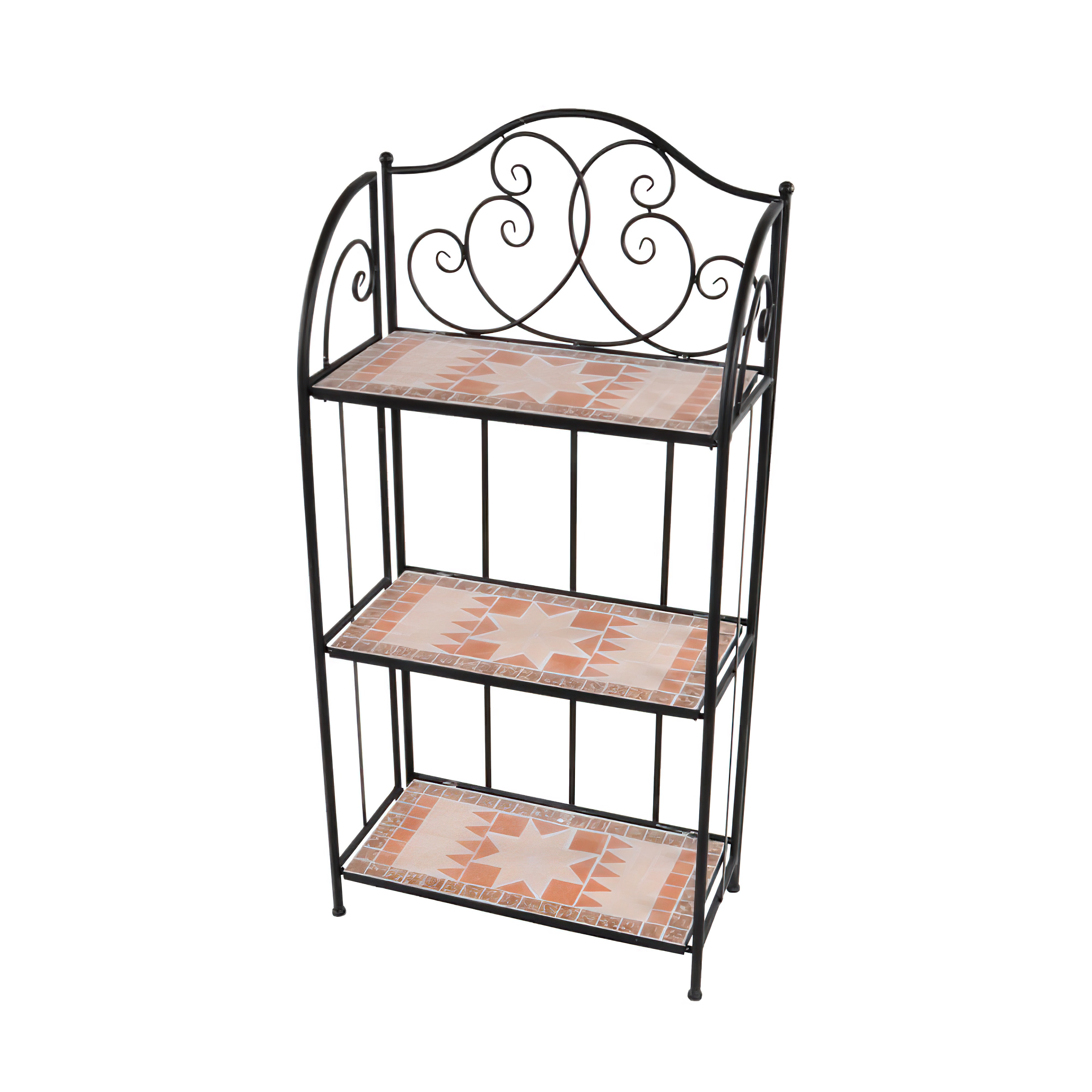 Eckiger Blumenständer mit 3 Etagen - Mosaikmuster - Etagere Mosaik