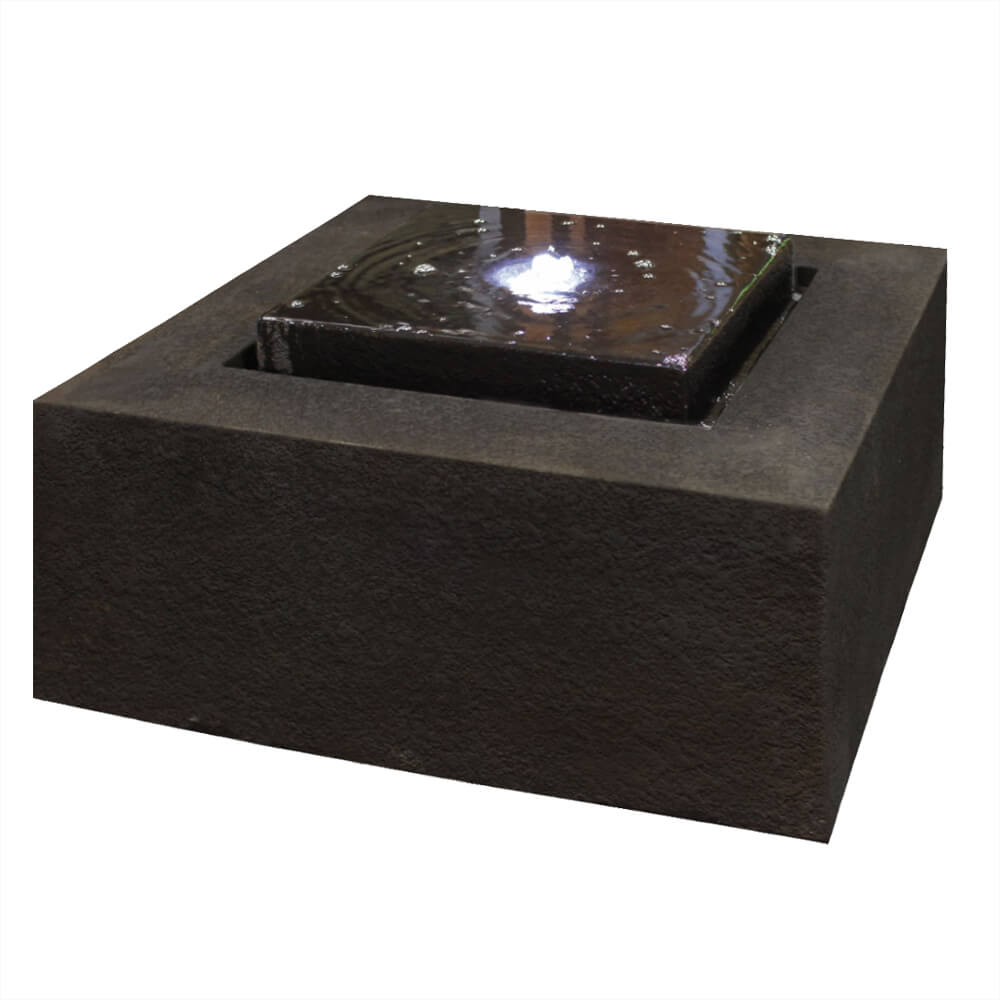 Moderner quadratischer Dekobrunnen Wasserspiel für drinnen & draußen - Quadrangolo / Schwarz