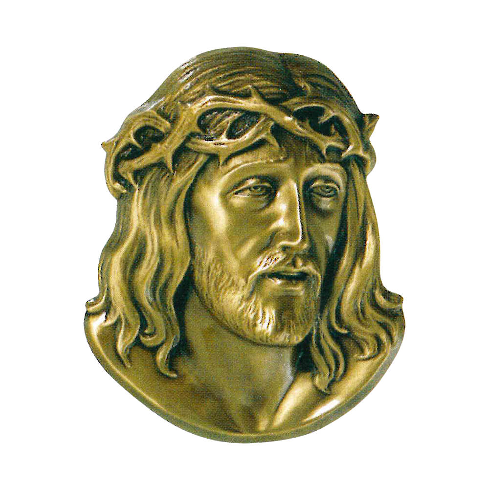 Bronze Wandrelief für den Außenbereich - Jesus mit Kranz - Jesus Egil