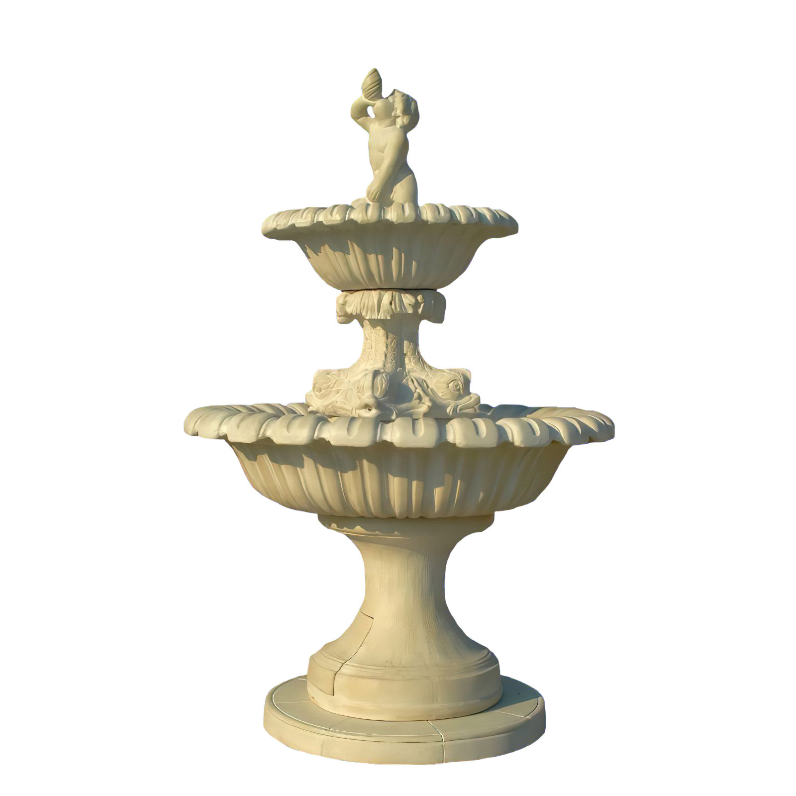 Junge mit Muschel - eindrucksvolle Gartenfontäne aus Steinguss - Ottavio / Antikia