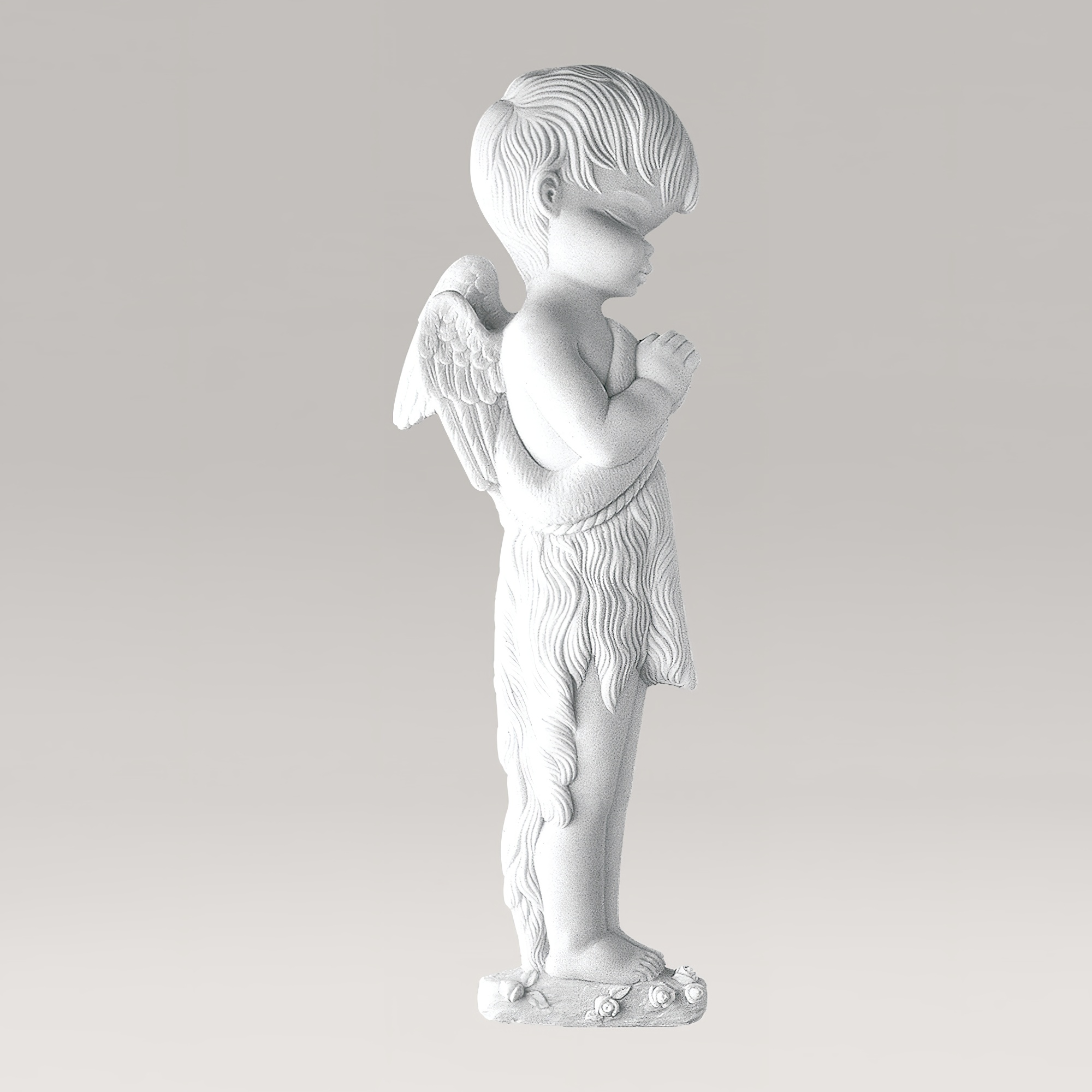 Wandrelief Engel im Gebet aus Marmorguss - Angelo Roma / rechts