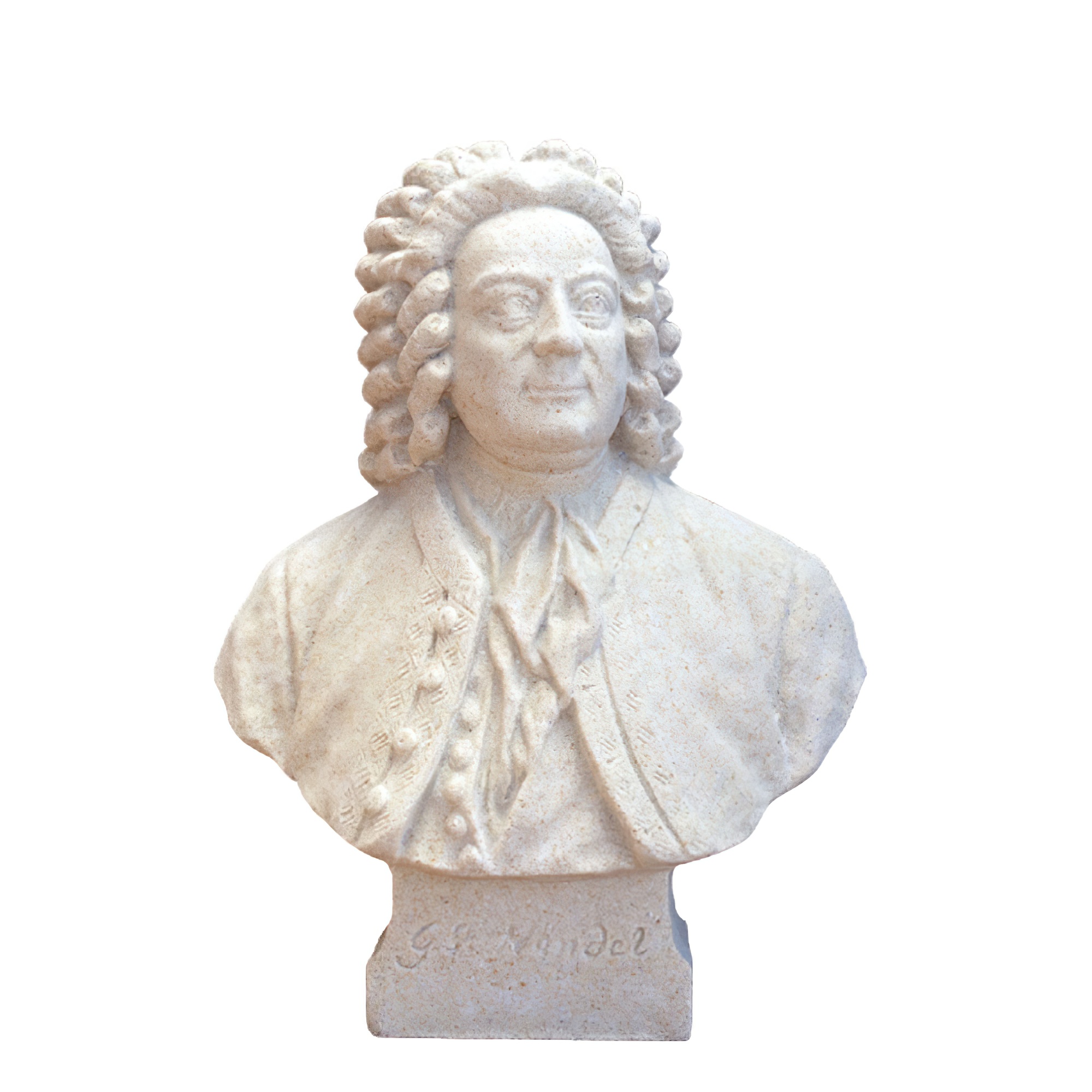 Steinguss Büste des Komponisten Georg Friedrich Händel - Upoko / Portland weiß