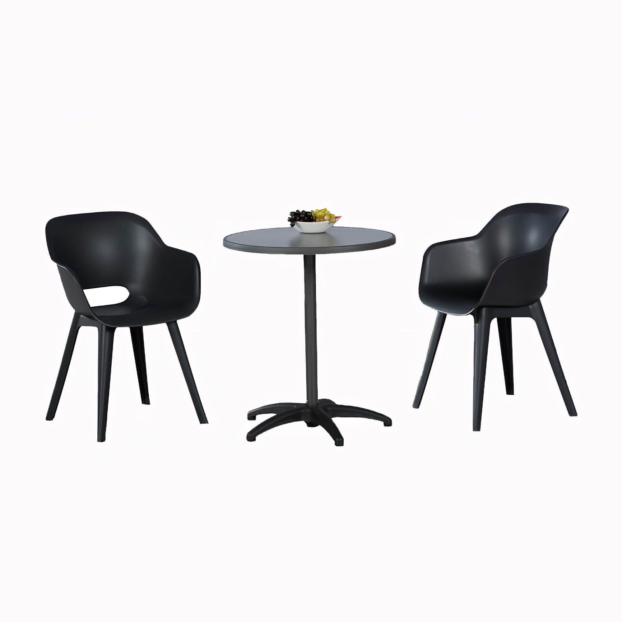 2-Sitzer Balkonset mit rundem Tisch 60cm - Balkonset Ruga / Weiß