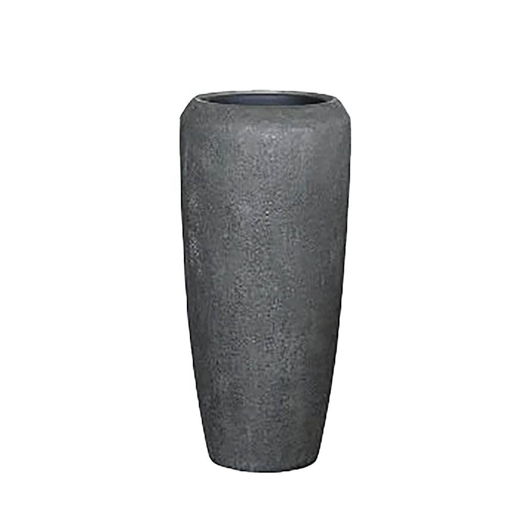 XXL Pflanzvase aus Polystone mit Einsatz - Rund - Grau - Zola / 75x34cm (HxDm) / ohne Wasserstandsanzeiger