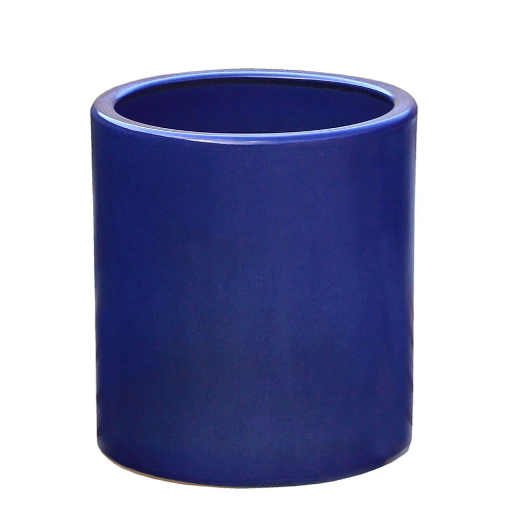 Vaso rotondo in ceramica blu per decorazioni da giardino o piante in giardino