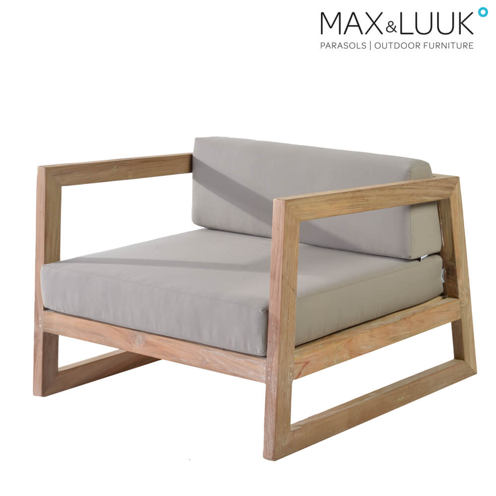 Bequemer Gartensessel mit Polster - Teak Holz - Max&Luuk - Mason Loungesessel