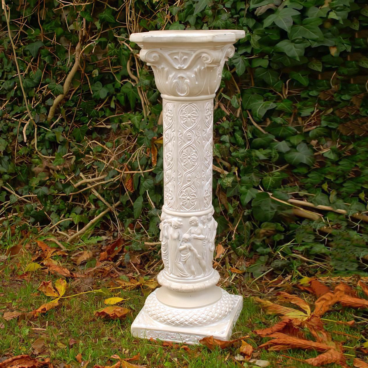 Dekorative Säule mit floraler Struktur für den Garten aus Steinguss - Glykeria / Etna