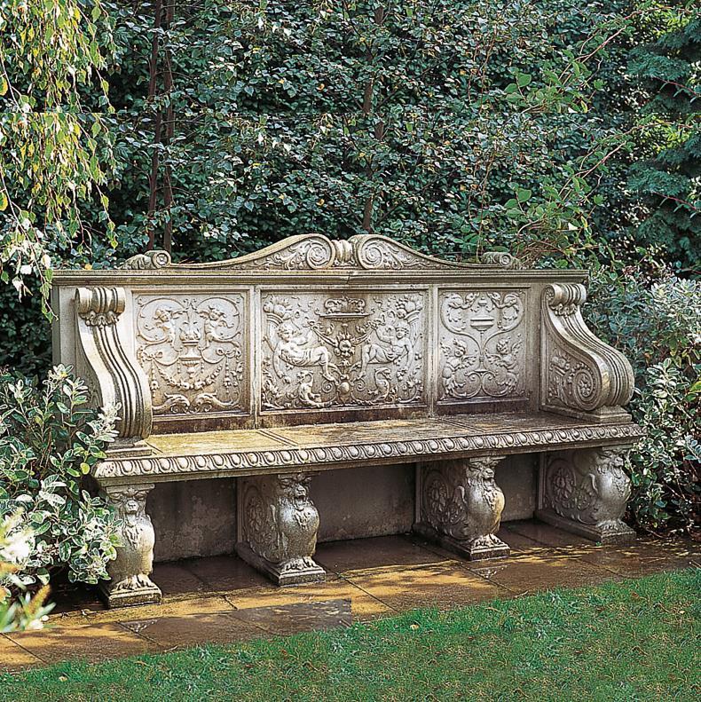 Stein Gartenbank mit Lehne - Lancaster Seat / Sand