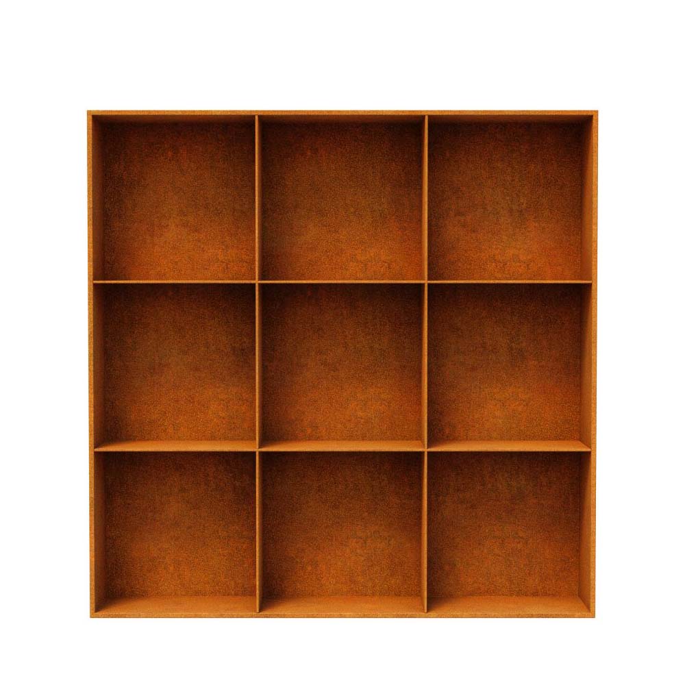 Gartenregal aus Corten stilvolle Aufbewahrung für Deko, Holz und Zubehör