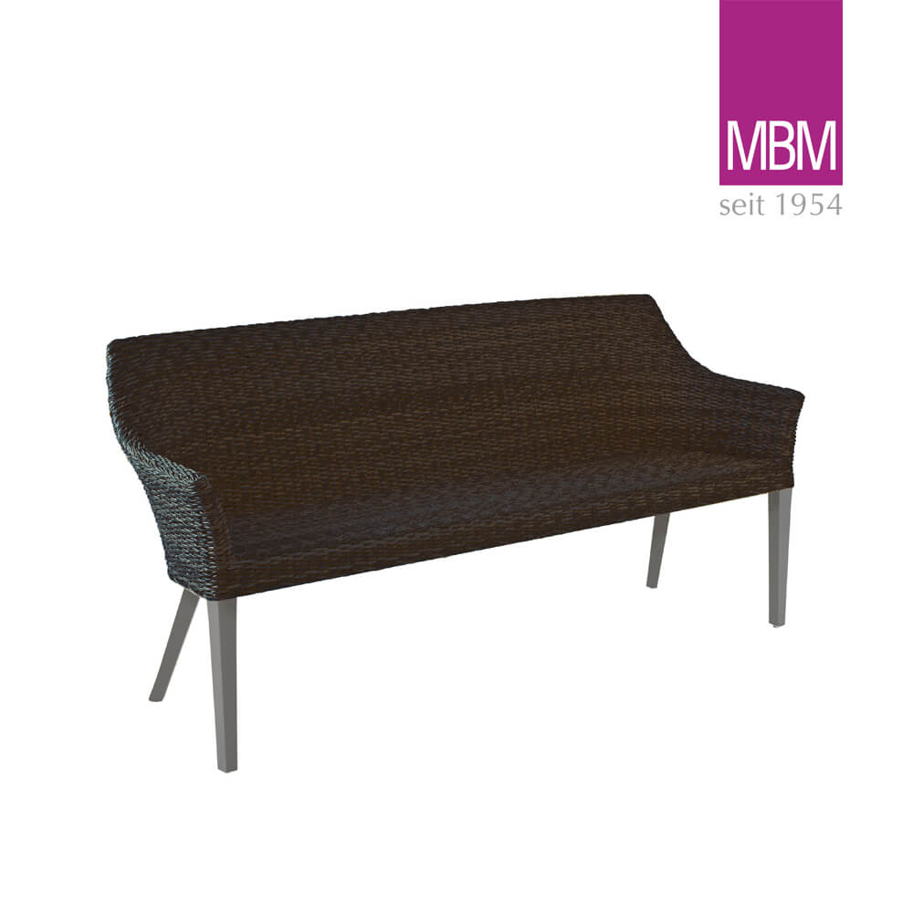 Schwarze 3-Sitzer Gartenbank von MBM - Resysta & Kunststoffgeflecht - Gartenbank Tortuga / ohne Sitzkissen