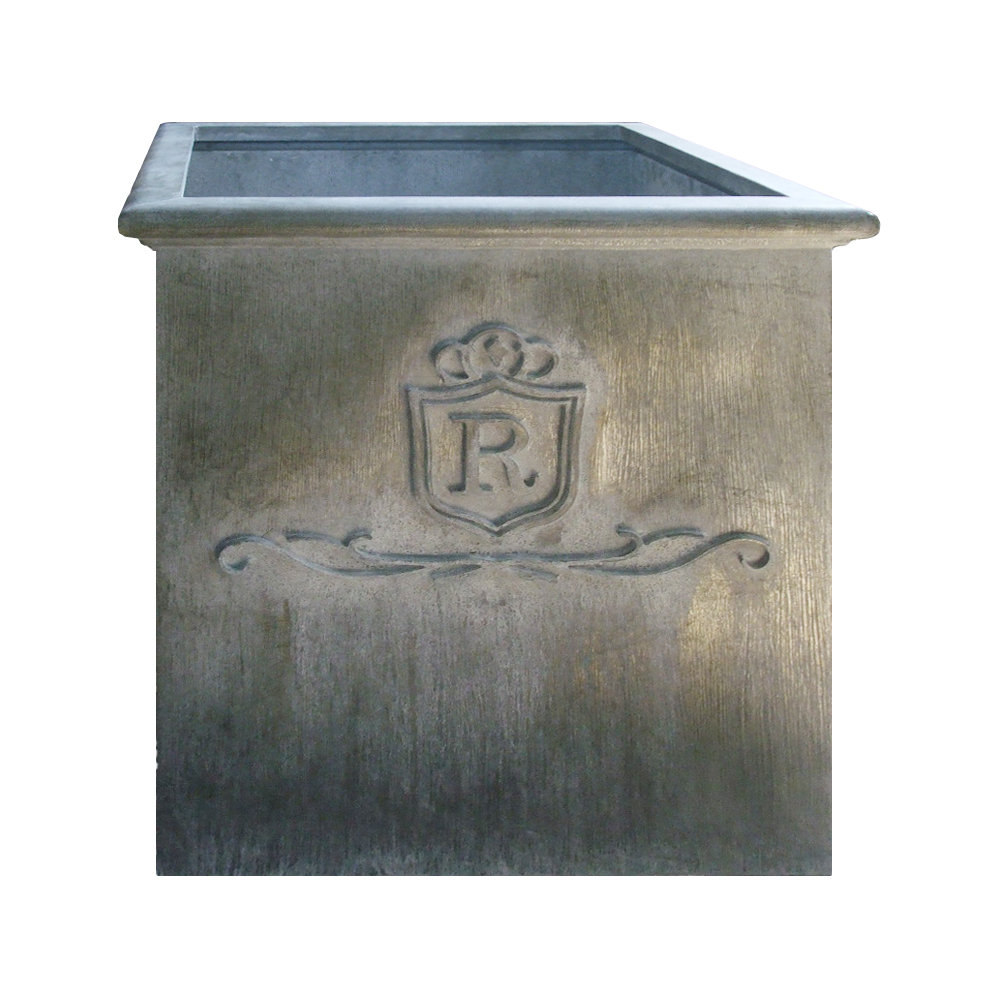 Eckiger Pflanztopf mit Logo aus Stahl oder Cortenstahl - Ophelada / Stahl galvanisiert