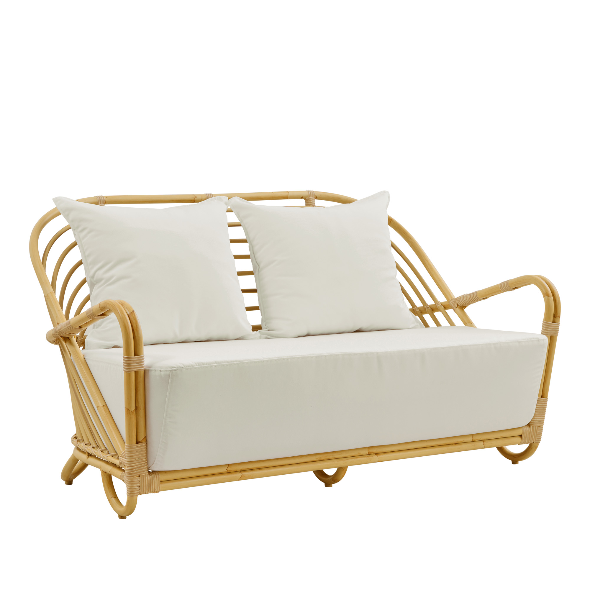 Wetterbeständiges 2-Sitzer Outdoorsofa mit weißen Kissen - Gartensofa Celeste