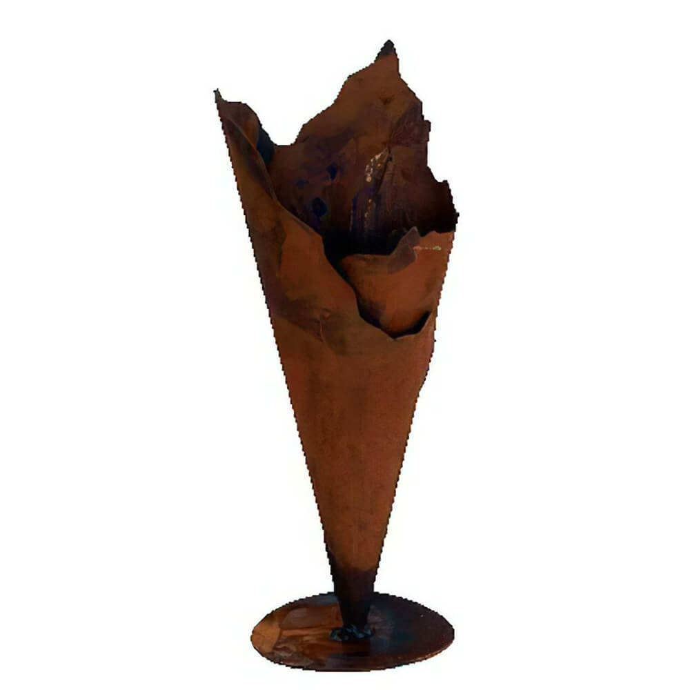 Rostschale in Eistüten-Form aus Eisen für den Garten - Ichtes