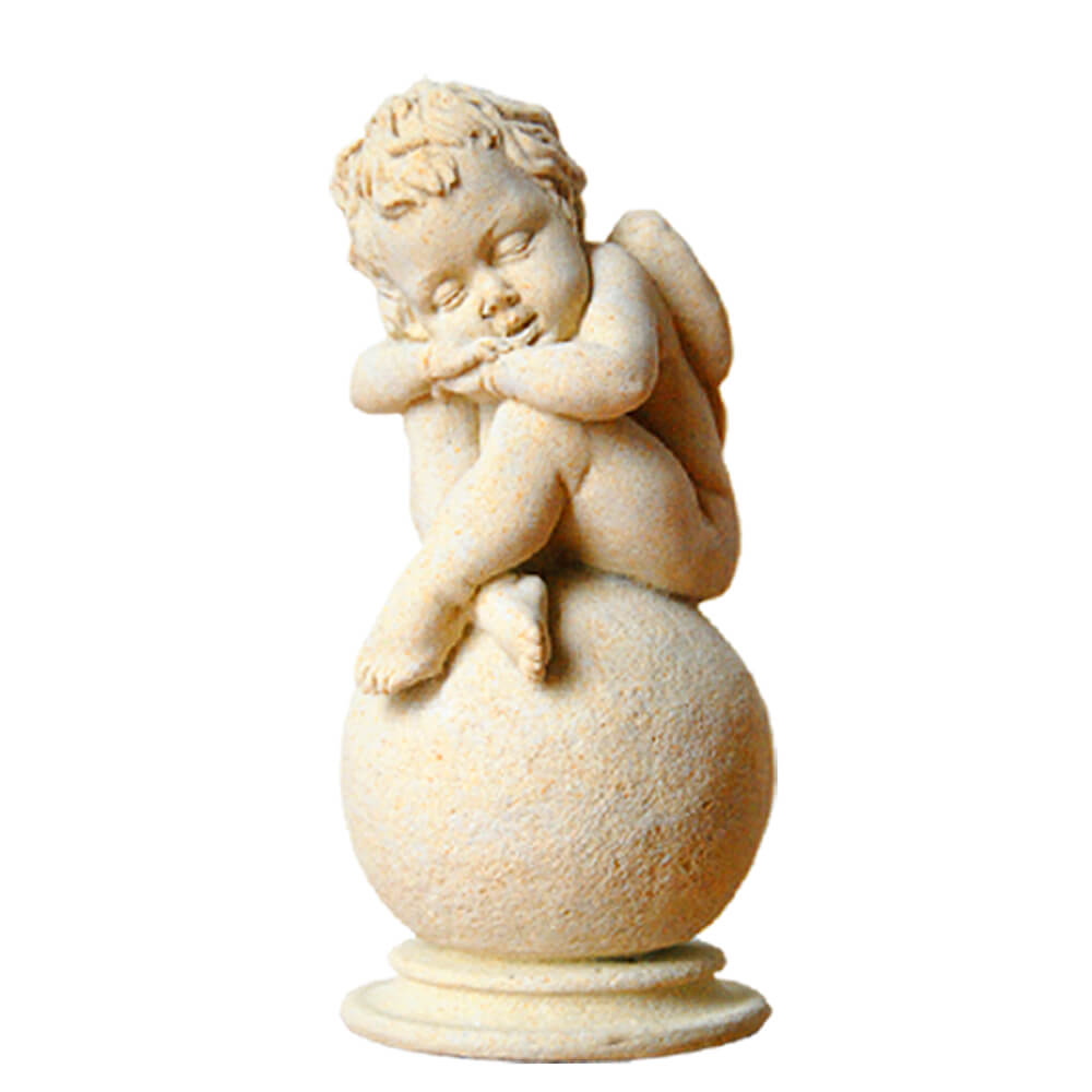 Kleine Deko Engelfigur auf Kugel - Amadeus / Portland weiß