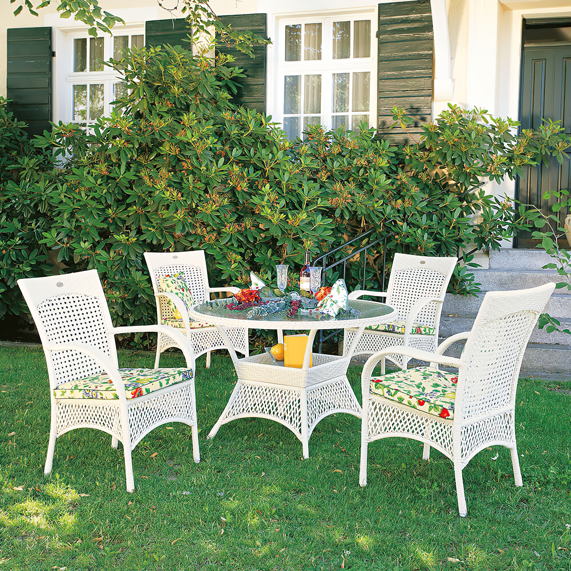 4-Sitzer Sitzgruppe aus Bestolan-Korbgeflecht - Möbelset Fiscina / Braun